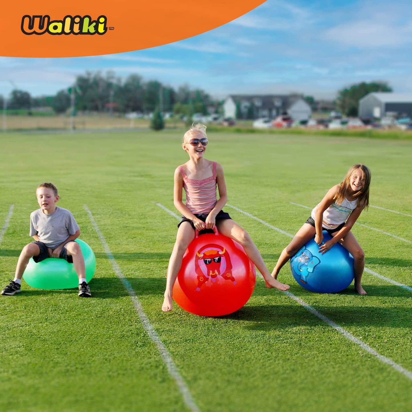 WALIKI Hopper Ball Toy for Boys and Girls Ages 3-6 | Hippity Hop Jumping Ball | Cool Birthday Gift | Blue | 18"