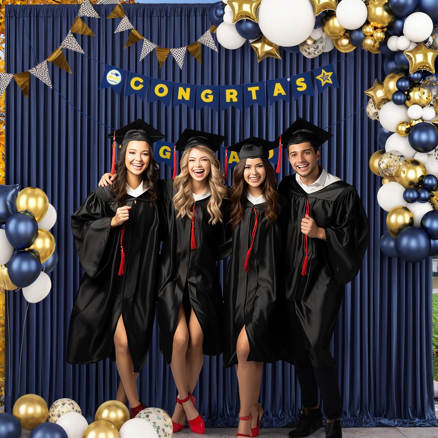 20ft x 10ft Wrinkle Free Navy Blue Wedding Backdrop Curtains for Party Bridal Shower Reception Decorations Navy Blue Fabric Curtain Backdrops Drapes for Photography Baby Shower Birthday Background