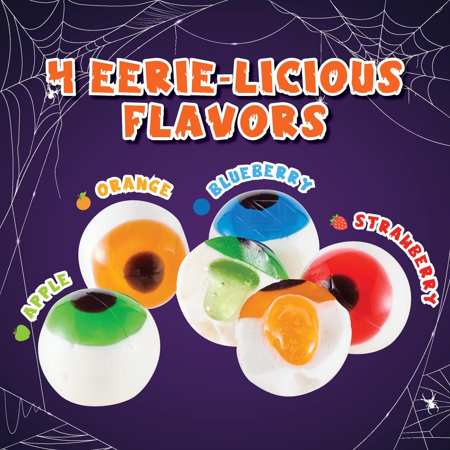 30 Gummy Eyeballs, Spooky Halloween Eyeball Candy in 4 Flavors, Soft Gummies with Jelly Filling, Individually Wrapped, By 4YoreElves (19 oz)