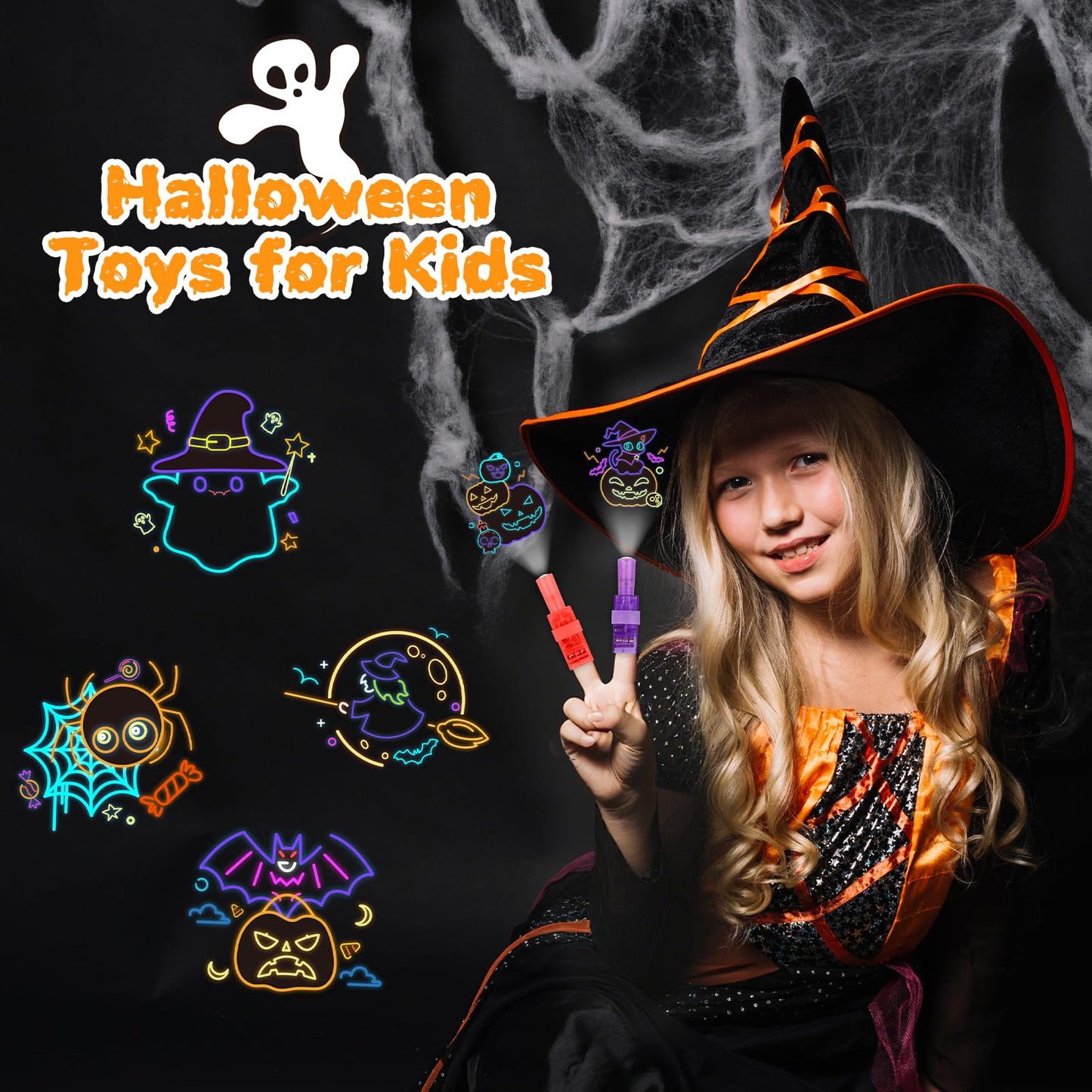 36 PCS Halloween Party Favors for Kids,LED Finger Light Up Grow in the Dark Toys,Halloween Goodie Bag Stuffers Non Candy Classroom Prizes Trick or Treat Gifts for Boys Girls