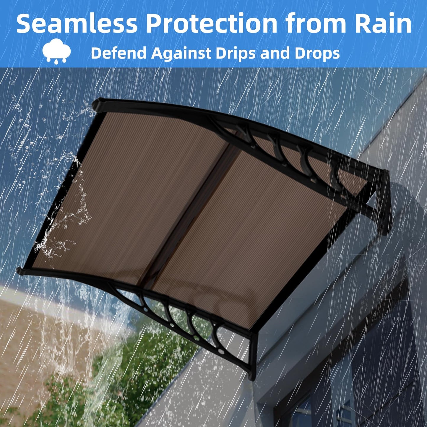 40"x48" Window Awning Door Canopy for Patio, Easy to Install Door Awnings for Entrances, Porches, and Courtyards, Exterior Rain and Snow Protection with Aluminum Bar