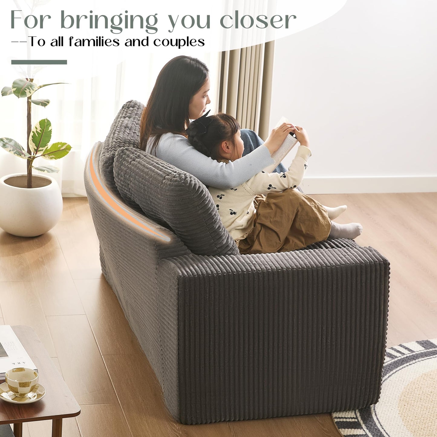 Afuson 61" Convertible Sofa Bed, Pull Out Loveseat Sleeper Sofa, 3 in 1 Folding Futon Bed, Fold Out Floor Bed Sofa with Pillows for Living Room Bedroom Lounge Guest Room, Corduroy, Grey