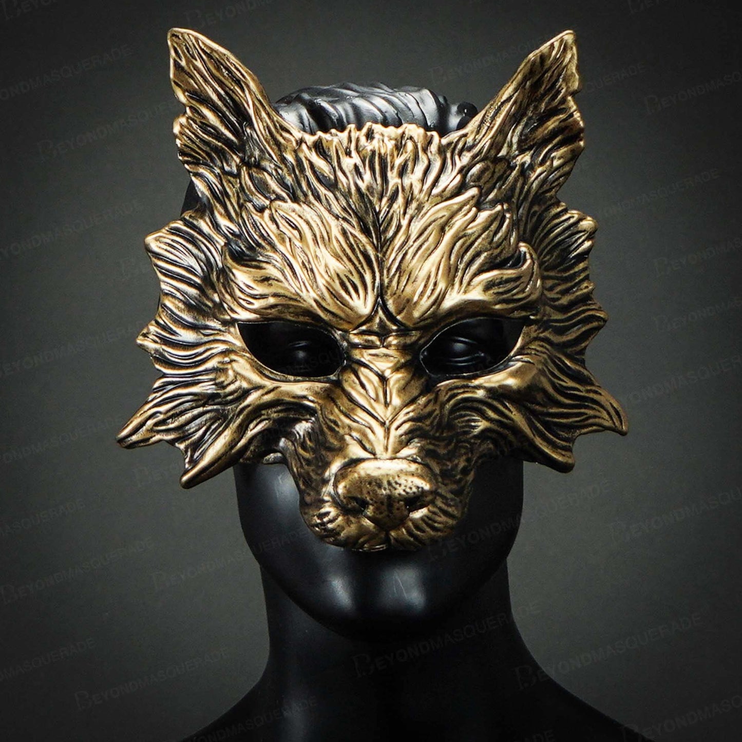 Wolf Mask Animal Masquerade Ball Wolves Mask Halloween Cosplay Costume Mask Party Masks Props (Gold)