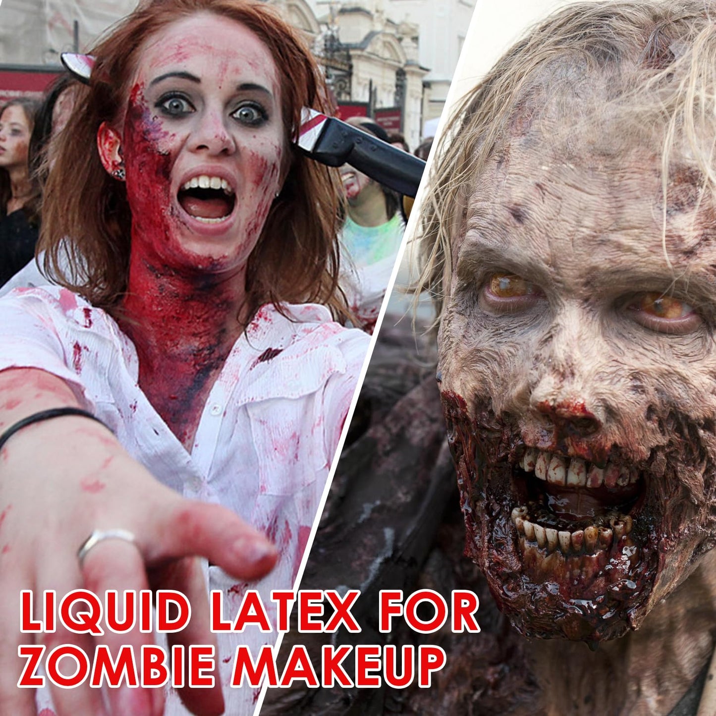 2.2 fl oz Liquid Latex Halloween SFX Makeup Kit, Clear Adhesive Latex Glue for Skin Special Costume Effects for Realistic Scar Cut Wounds Peeling Skin Wrinkes Burns, Light Flesh Body and Face Glue