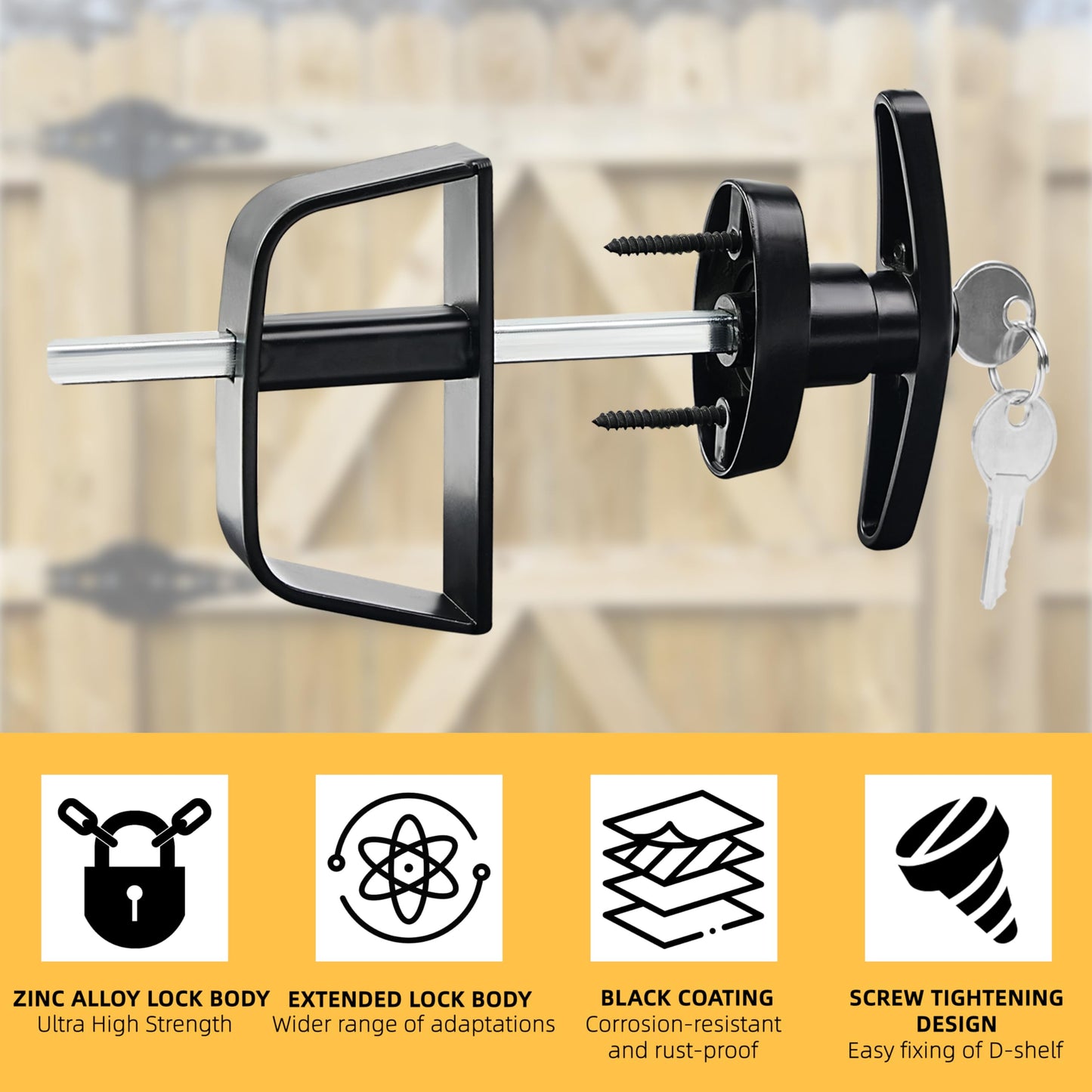 Shed Door Latch, 5.5" Shed Door Lock with 6 Pcs 6" T-Hinges and 2 Pcs Shed Door Latches, Heavy Duty Shed Door Handle, Double Door Lock Installation Kit for Window, Gate, Barn, Playhouse, Chicken Coop
