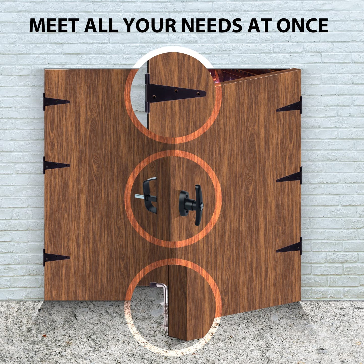 GEDSIOLD Double Door Shed Hardware Kit -Includes Window and Door/Window Hinge Set, Complete with Hinges, Latches, and T-Handle Lock -, for Gates, playrooms