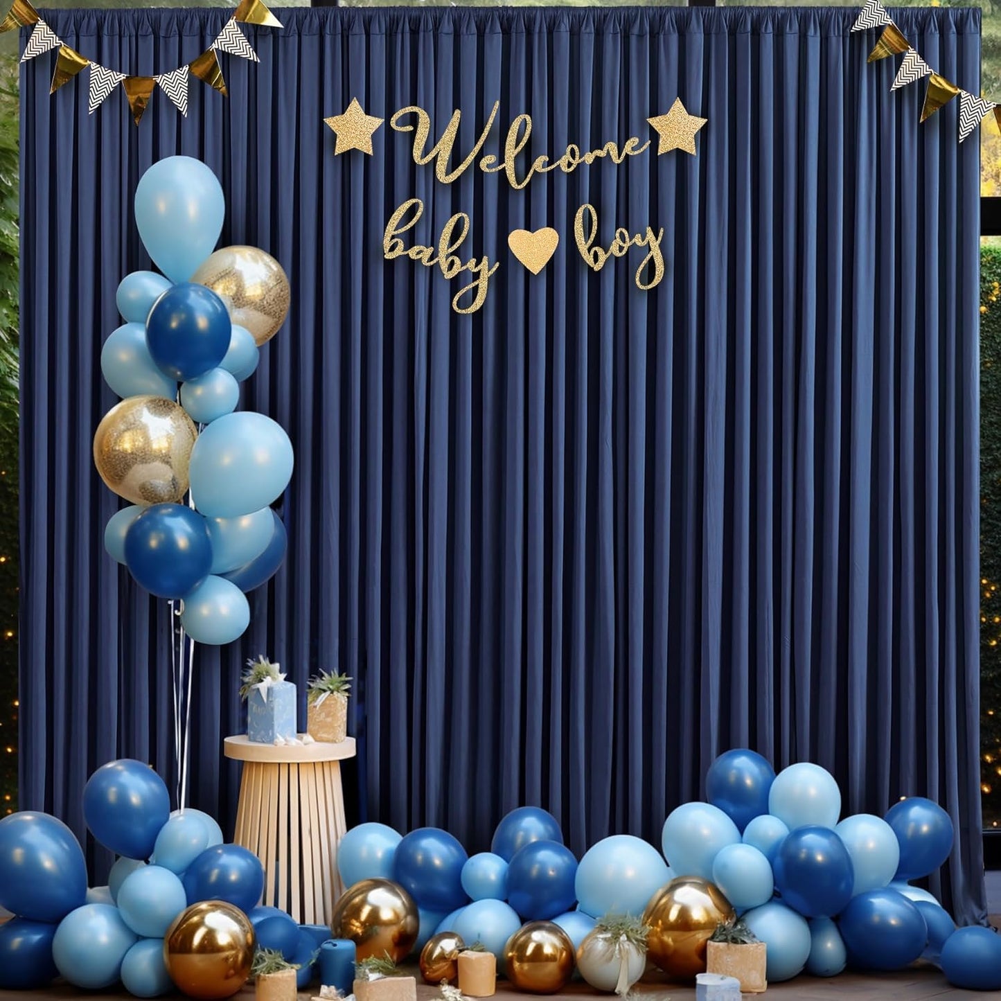 20ftx10ft Wrinkle Free Navy Blue Backdrop Curtains Panels for Parties, Thick Polyester Backdrop Drapes for Birthday Wedding Photography Home Decorations