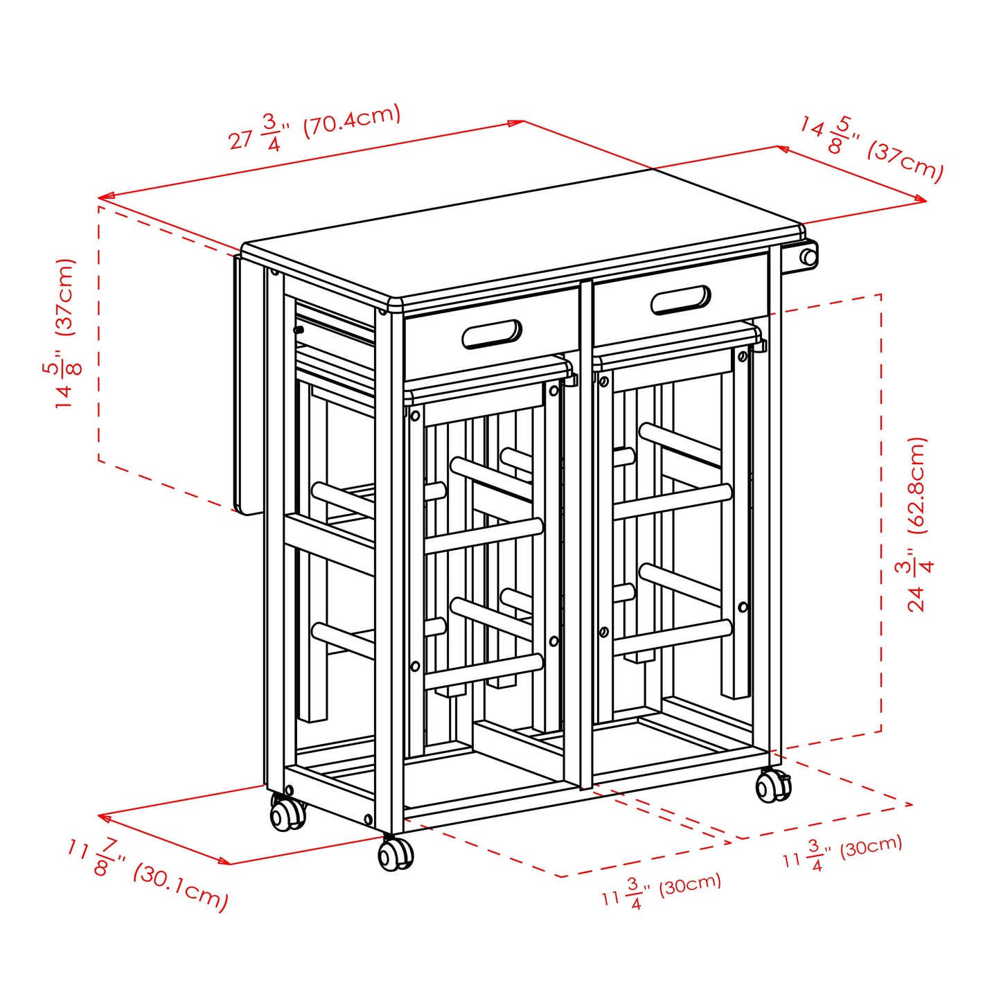 Winsome Suzanne Space Saver Set, for Kitchen, 33", Coffee