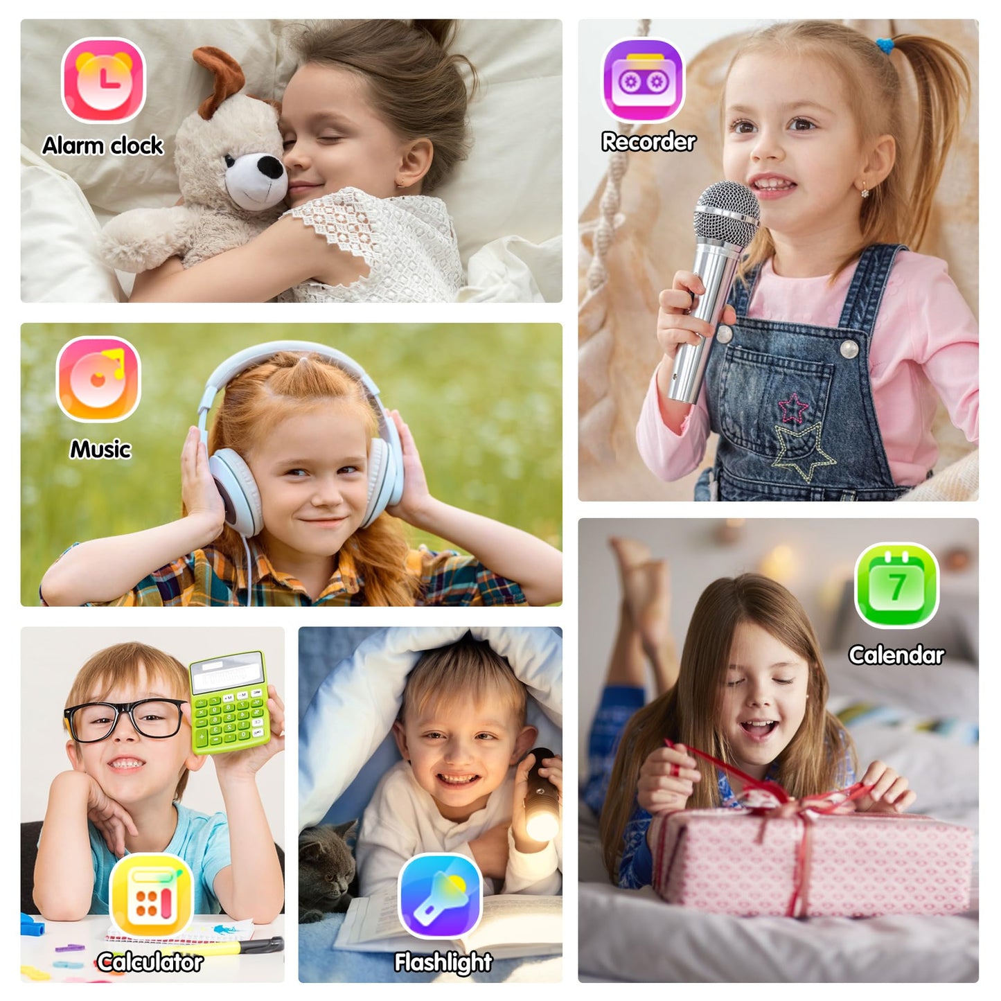 Wiszodet Smart Watch for Kids with 36 Games HD Touch Touchscreen Alarm Clock, Camera Music Player Pedometer Flashlight 12/24 hr Video & Audio Recording, Toys Gift for 3-12 Years Old Girls