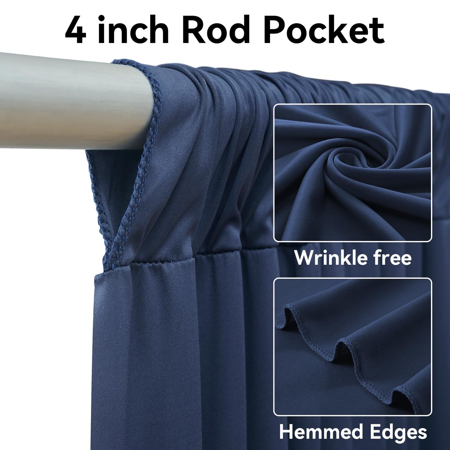 20ft x 12ft Navy Blue Backdrop Curtain for Parties, Wrinkle Free 4 Panels 12ft Long Photo Backdrop Drapes Back Drop Cloth for Wedding Birthday Party Baby Shower Photography Background
