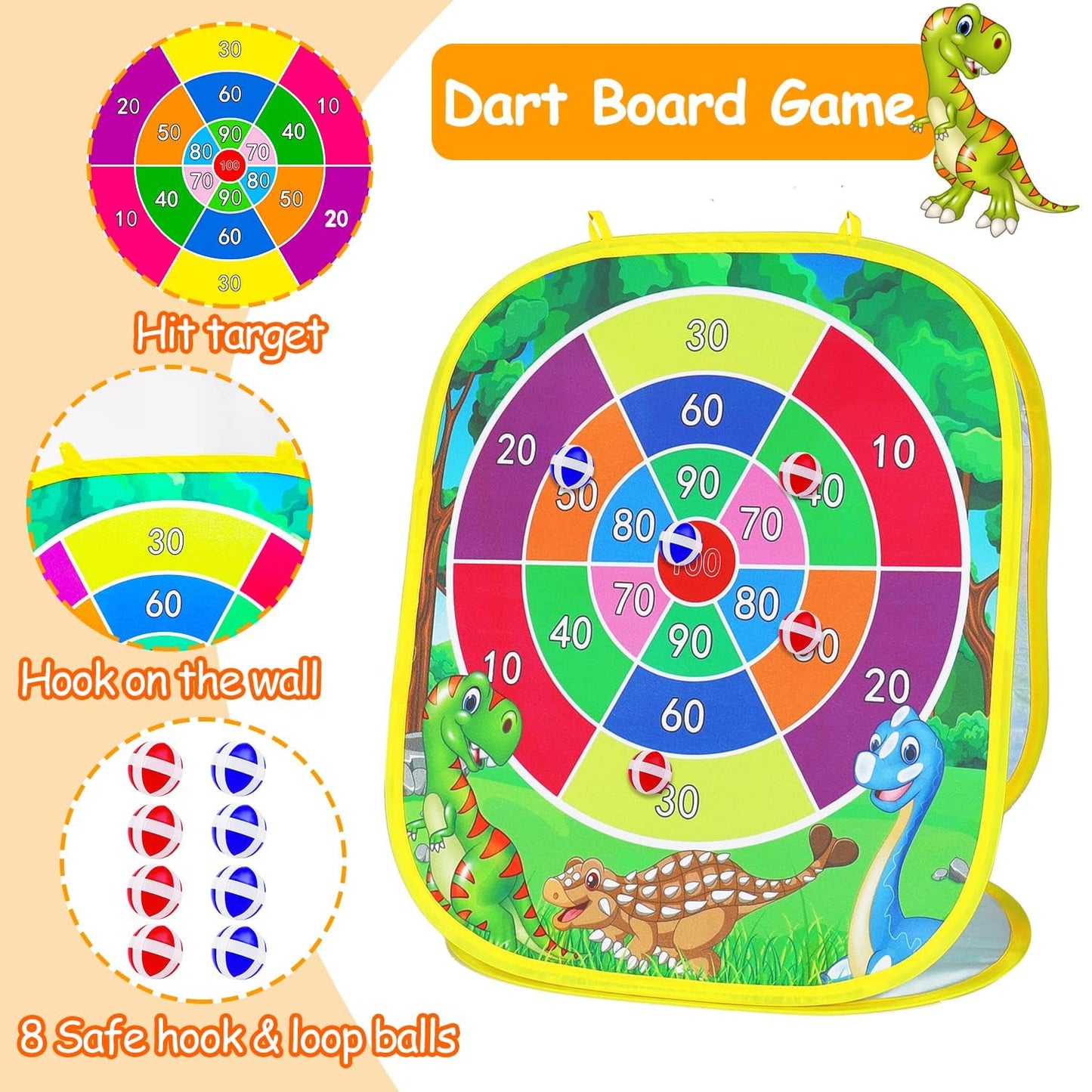3 in 1 Bean Bag Toss Game for Kids, Toddler Toys for 2 3 4 5 Year Old Boys Girls Birthday Gifts, Dinosaur Cornhole Party Carnival Games Backyard Outdoor Outside Toys Ages 1-3 2-4 4-8 Easter Toy Game