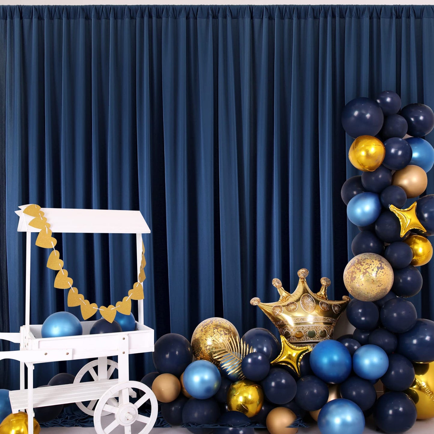 10ftx10ft Navy Blue Wrinkle-Free Backdrop Drapes, Not See-Through Navy Blue Polyester Background Curtains Backdrop Decorations for Party