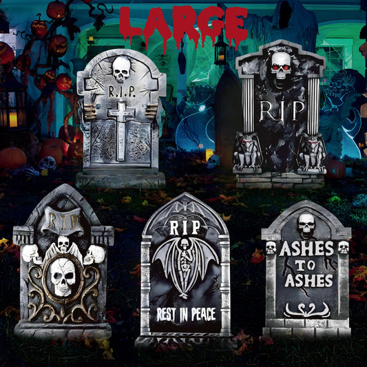 25.2inch Halloween Tombstones Decorations Outdoor, DIY Large Tombstones for Graves Halloween Graveyard Decor,5PCS Halloween Yard Signs Decorations for Cemetery