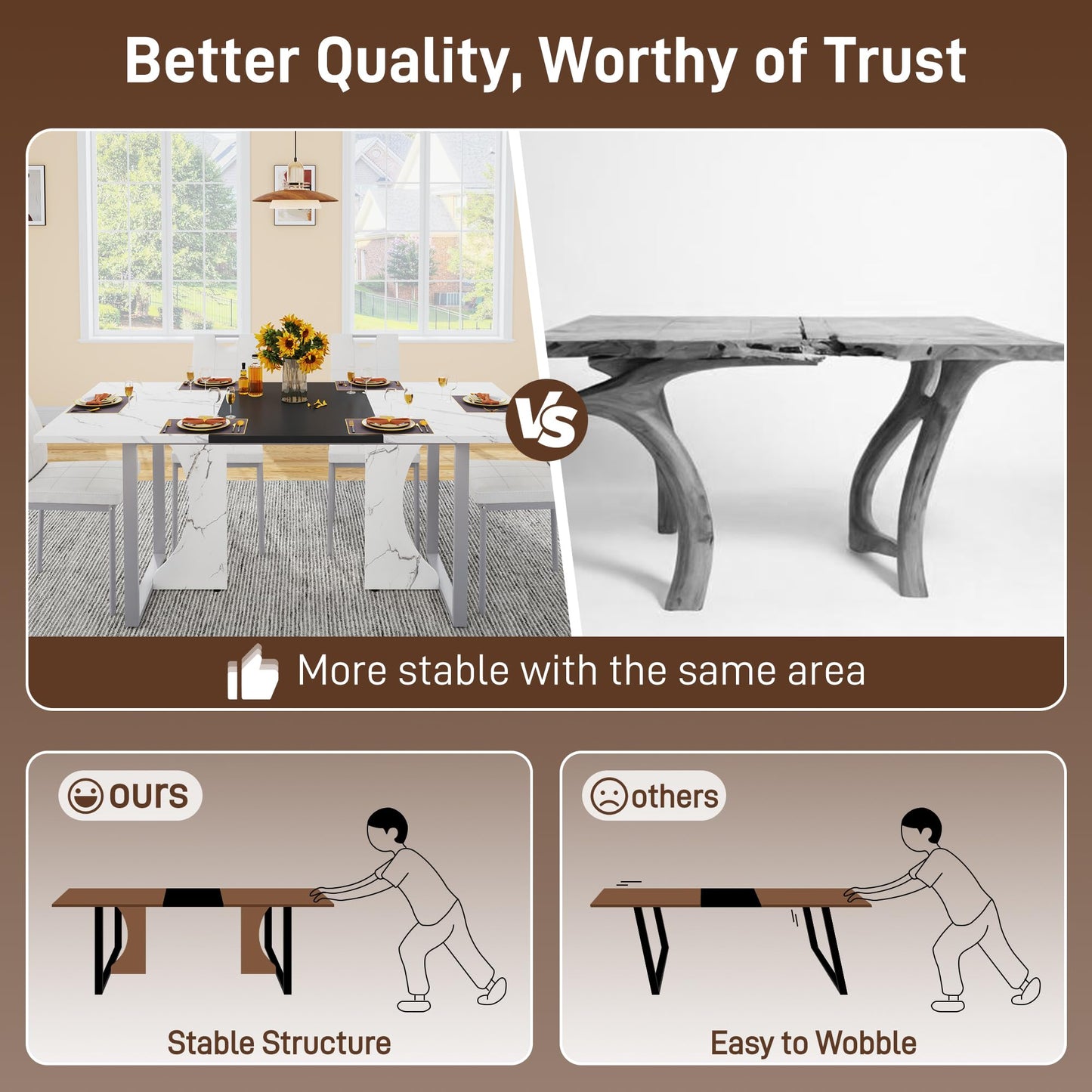 7PCS Dining Table Set for 4 5 6 People, 71" Large Long Wooden Kitchen Table with 6 Chairs (White+Black, 71IN Table+6 PCS Chairs)