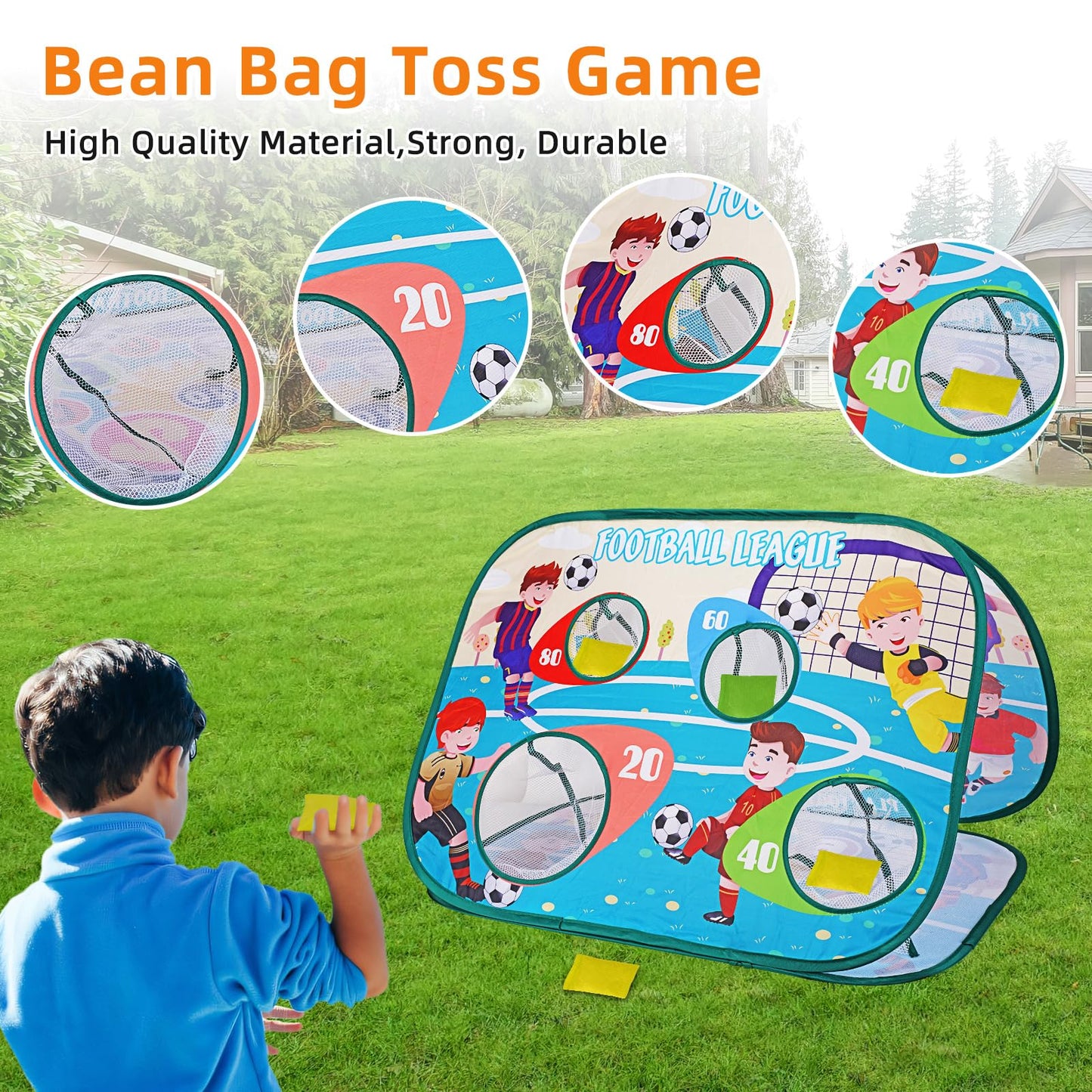 32Inch Bean Bag Toss Game Toy, Outdoor Toys for Toddlers Football Toys, Outdoor Activities for Kids Ages 3-5 Lawn Games for Kids