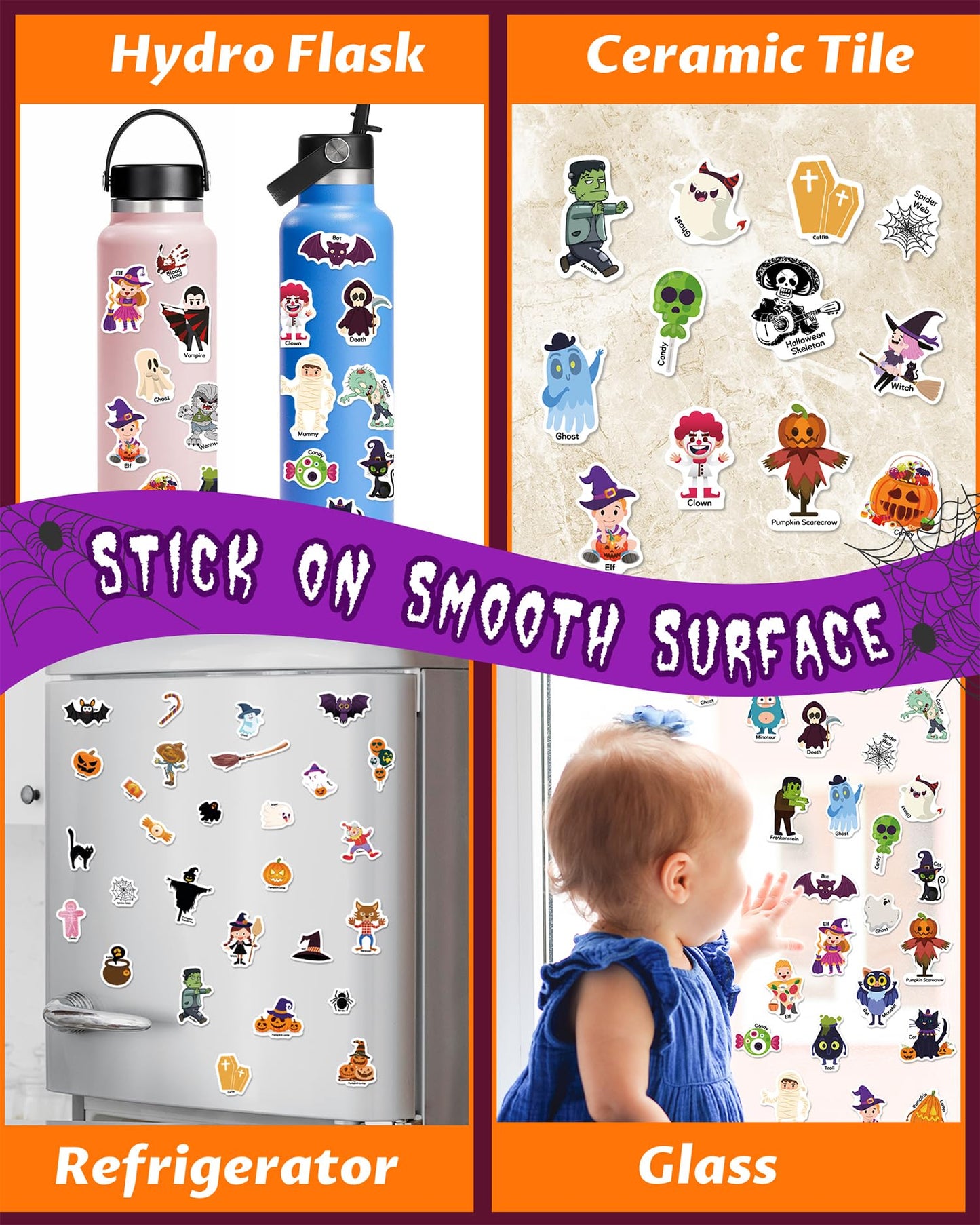 Walenced Reusable Sticker Book for Toddlers 2-4 Years, Stickers for Kids, Toddler Sticker Book Ages 1-3, Toddler Craft Activities, Toddlers Travel Toys Ages 2+ Boy Girl Birthday Gifts - Halloween
