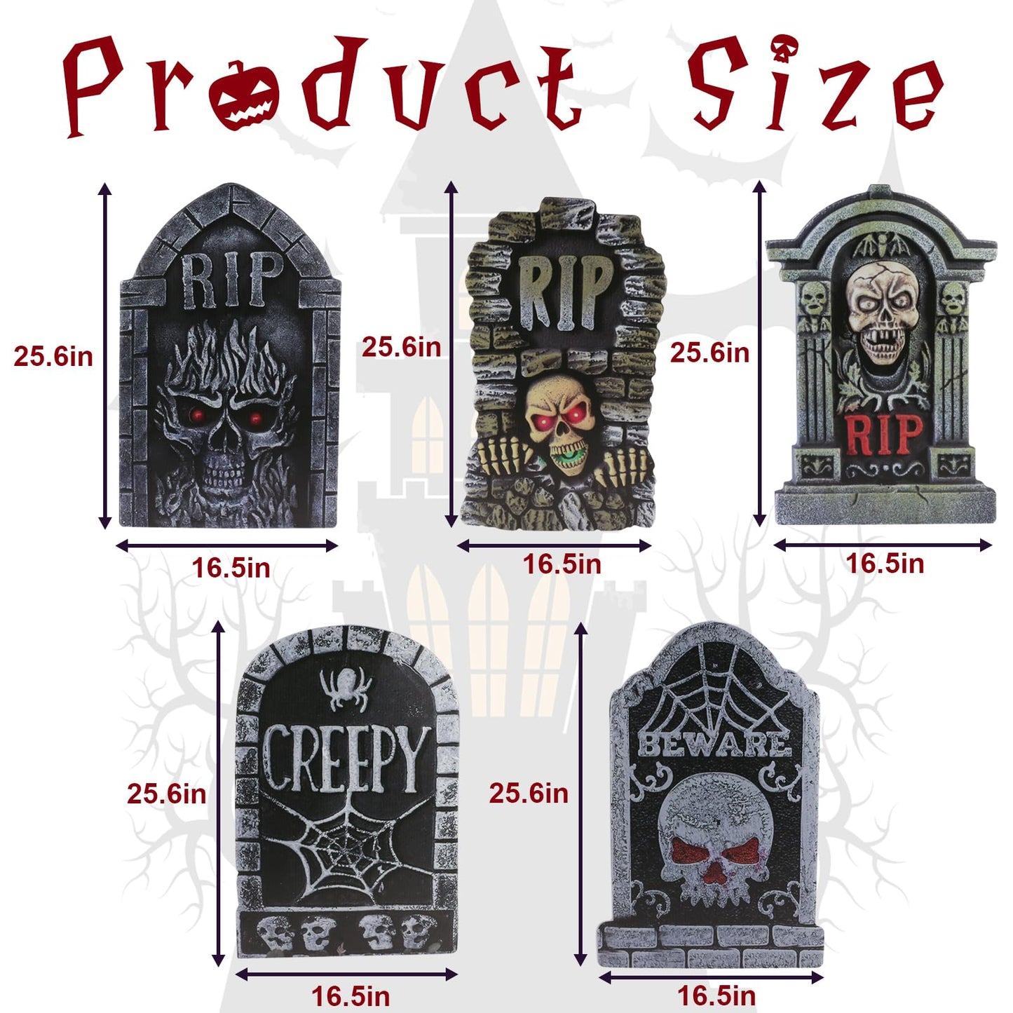 25.5inch DIY Halloween Decorations Outdoor Tombstones Decor Large,5PCS Huge Scary Halloween Yard Sign Decorations,Waterproof Graveyard Tombstone Halloween Tombstones & Cemetery Outdoor Decorations