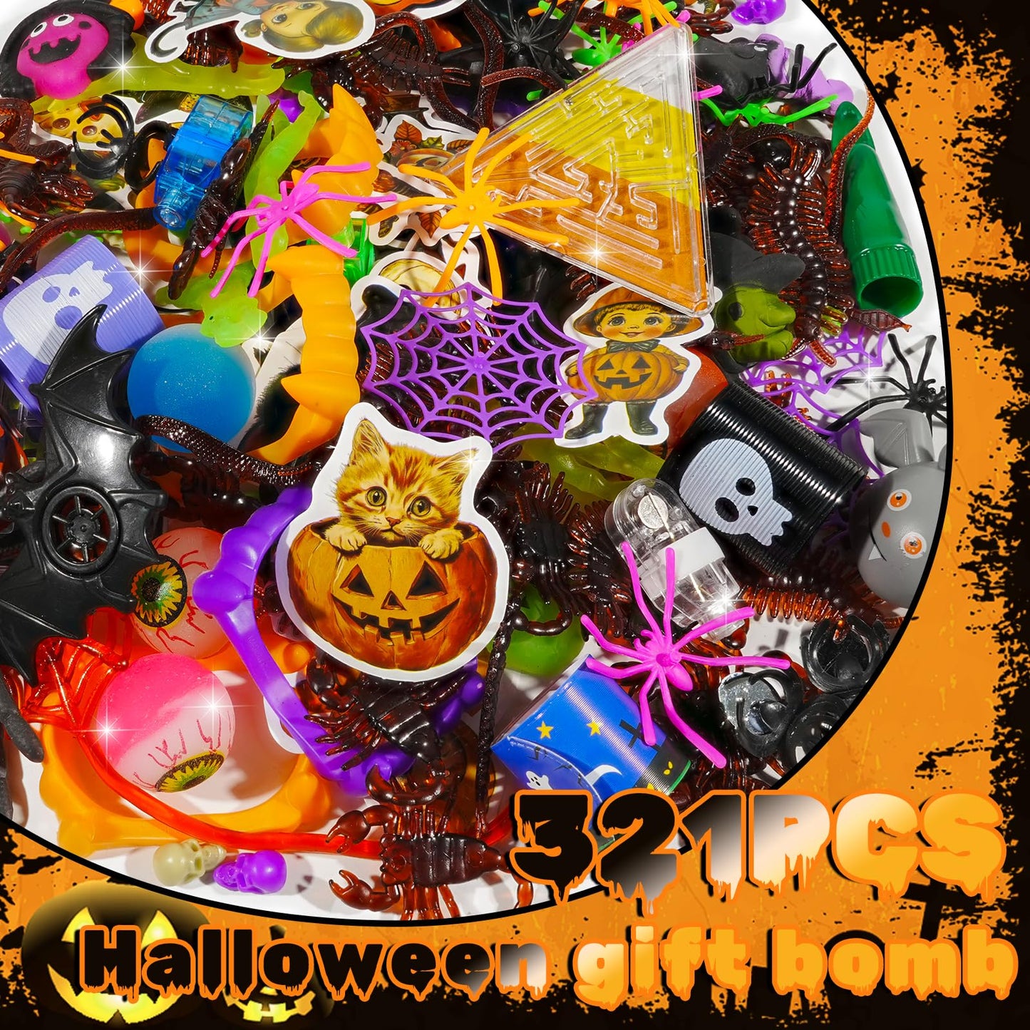 327 PCS Halloween Party Assortment Bulk Goodies Party Bags Fillers Stuffers for Halloween Decoration