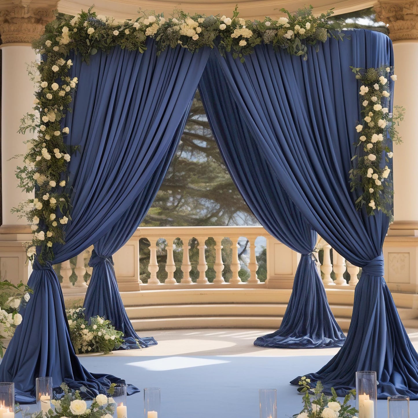 20ft x 10ft Wrinkle Free Navy Blue Wedding Backdrop Curtains for Party Bridal Shower Reception Decorations Navy Blue Fabric Curtain Backdrops Drapes for Photography Baby Shower Birthday Background