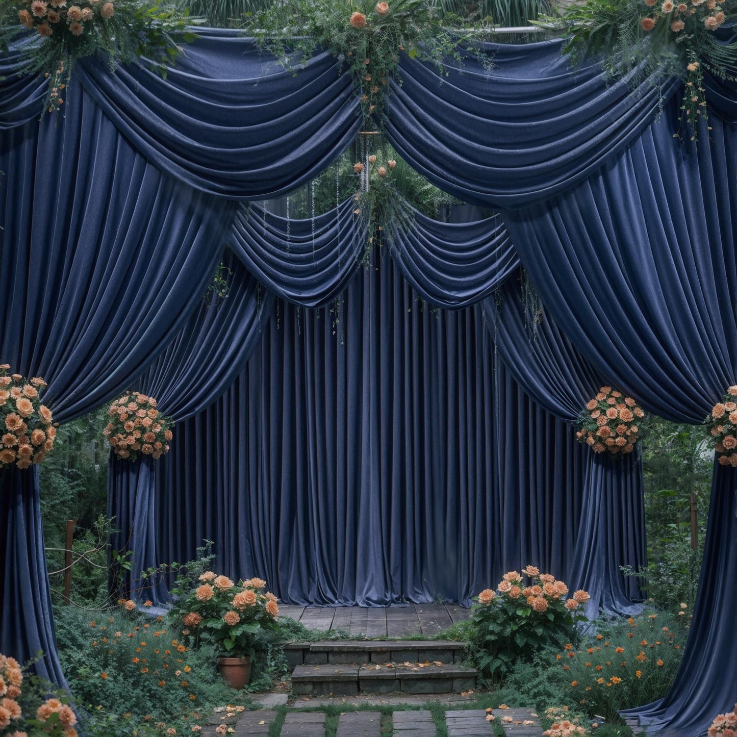 20ft x 10ft Wrinkle Free Navy Blue Wedding Backdrop Curtains for Party Bridal Shower Reception Decorations Navy Blue Fabric Curtain Backdrops Drapes for Photography Baby Shower Birthday Background