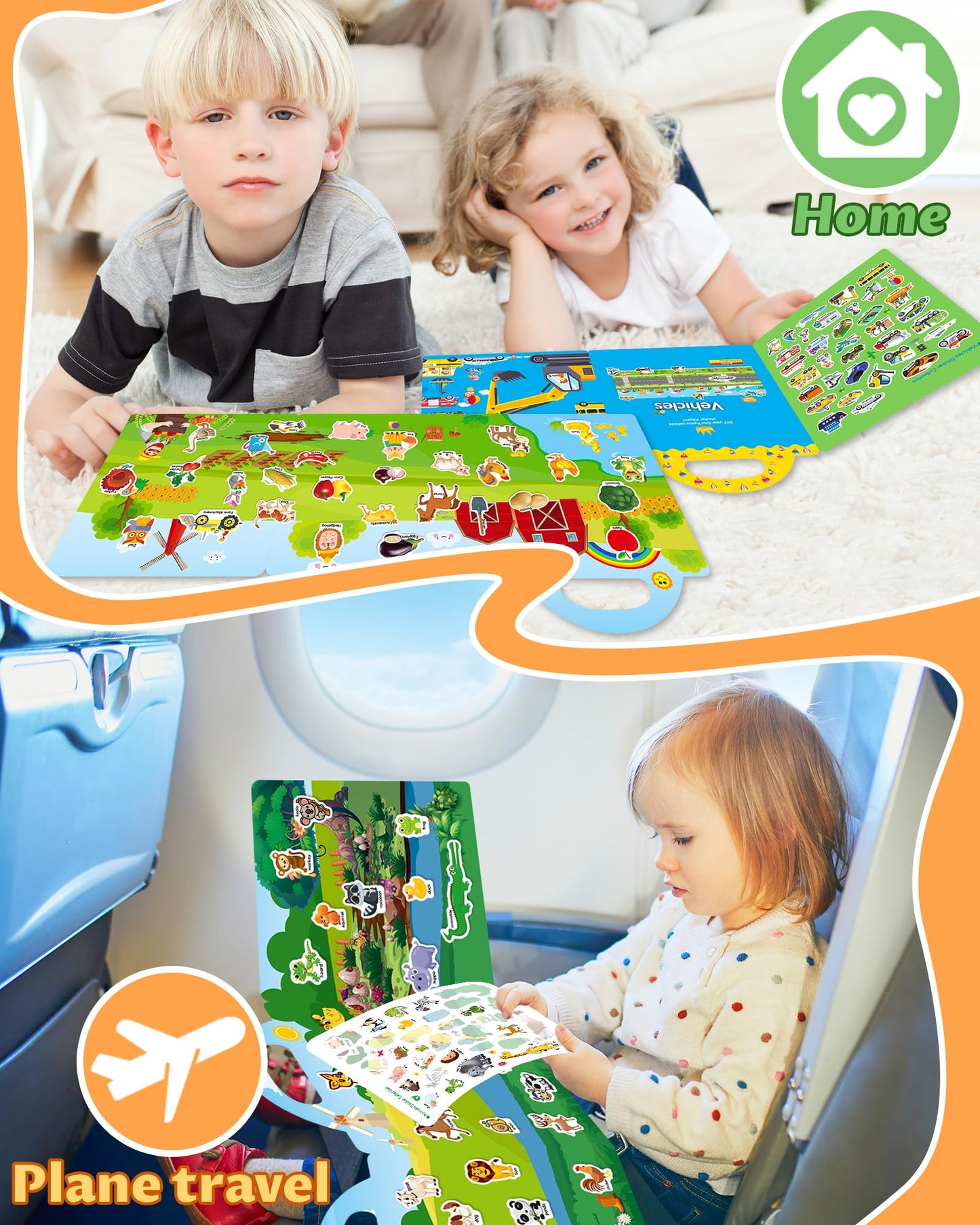 Walenced Reusable Sticker Book for Toddlers 2-4 Years, Stickers for Kids, Toddler Sticker Book Ages 1-3, Toddler Craft Activities, Toddlers Travel Toys Ages 2+ Boy Girl Birthday Gifts
