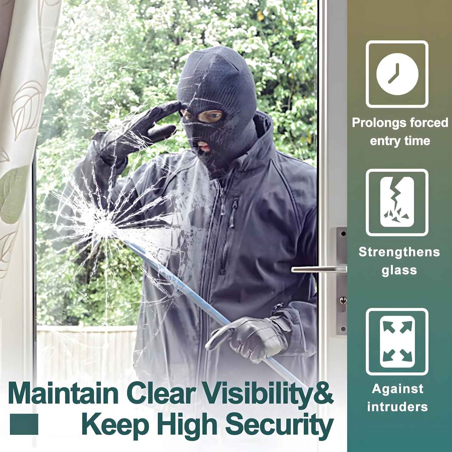 4 Mil Clear Security and Safety Window Film Shatterproof Film for Glass Windows Anti Shatter Tempered Glass Film for Home and Office