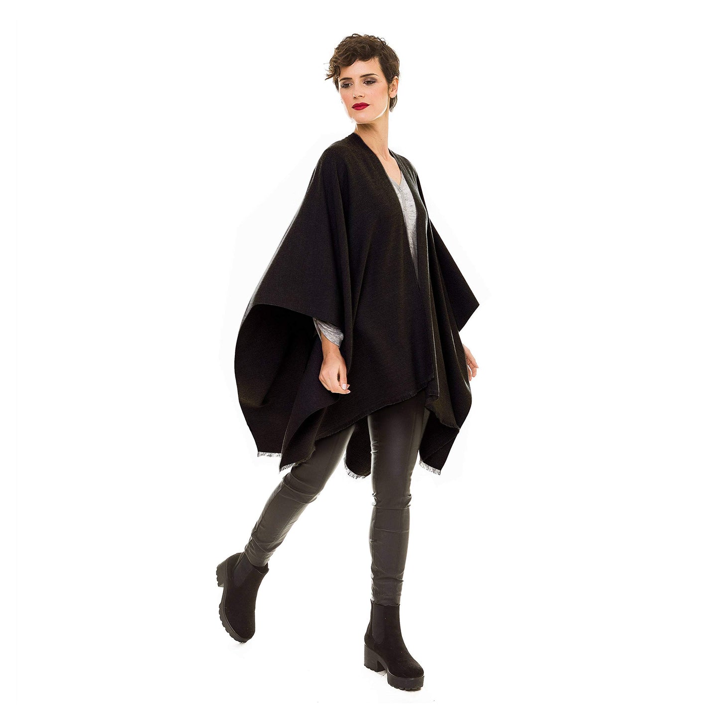 Women's Shawl Wrap Poncho Ruana Cape Cardigan Sweater Open Front for Travel Flight Cruises (PC03-11)
