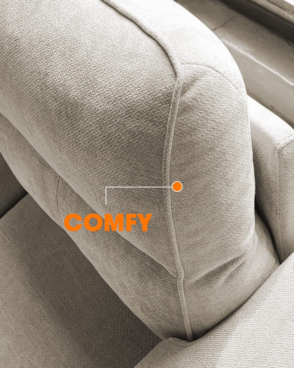 88.97" Modern Couches for Living Room, Deep Seat Sofa with 8”Cushion, Comfy 2-Seater Chenille Loveseat Sofa with Convertible Armrest, Removable Sofa Cover, High Leg (Beige)