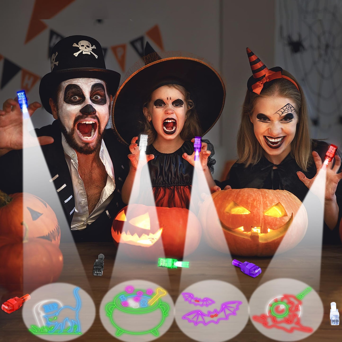 40 Pcs Halloween Party Favors Finger Lights for Kids, Halloween Light Up Toys Bulk Glow in the Dark Halloween Treats Non Candy Goodie Bag Fillers Basket Stuffers Classroom Prizes Trick or Treat Gift