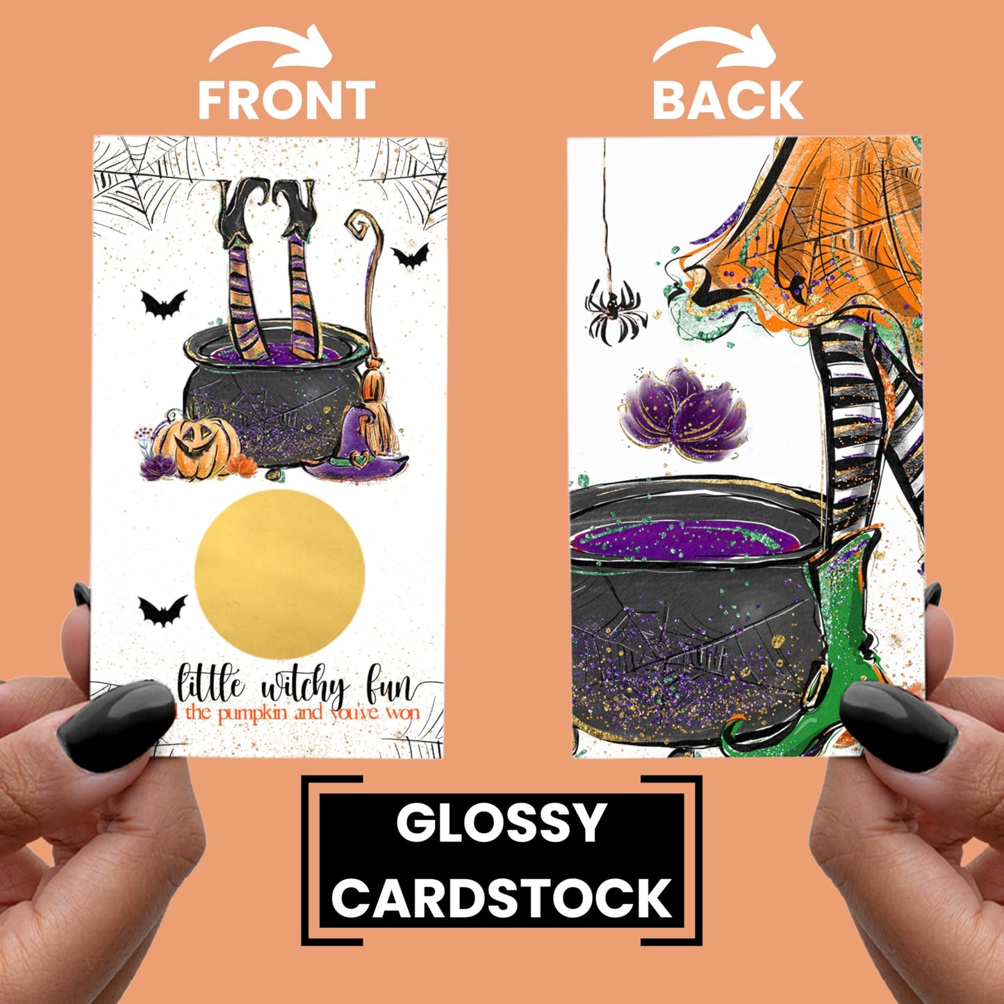 Witchy Fun Bridal Shower Scratch Off Cards (30 Pack) – Halloween Wedding Reception Activities, Lottery Giveaways, Girl’s Shower Party Favors, Bridal Shower Games, Spooky Celebration