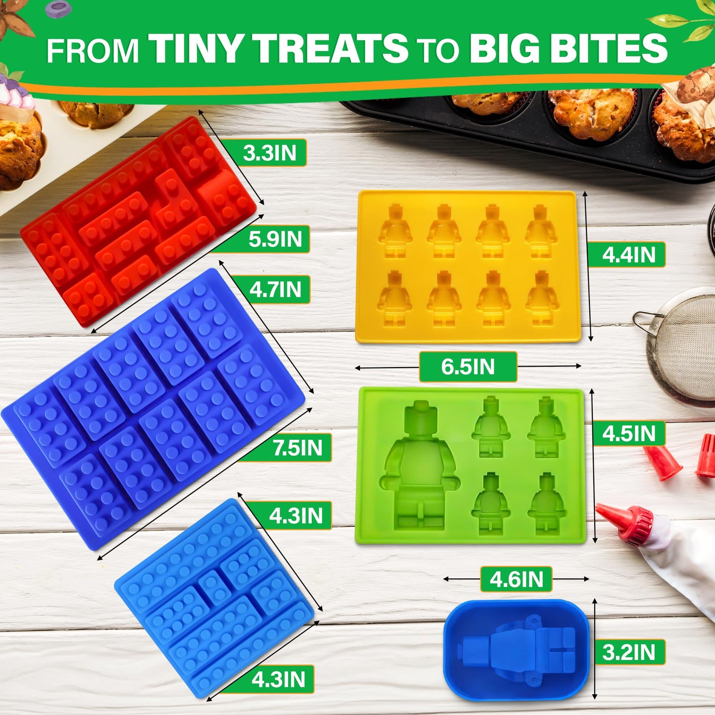 6 Pcs Silicone Molds for Chocolate – Fun Robot & Brick Non-Stick Shapes, Heat-Resistant, Easy to Use and Clean – Chocolate Molds Silicone Design for Candy, Ice, Gelatin, Gummy, and Cake Decorating