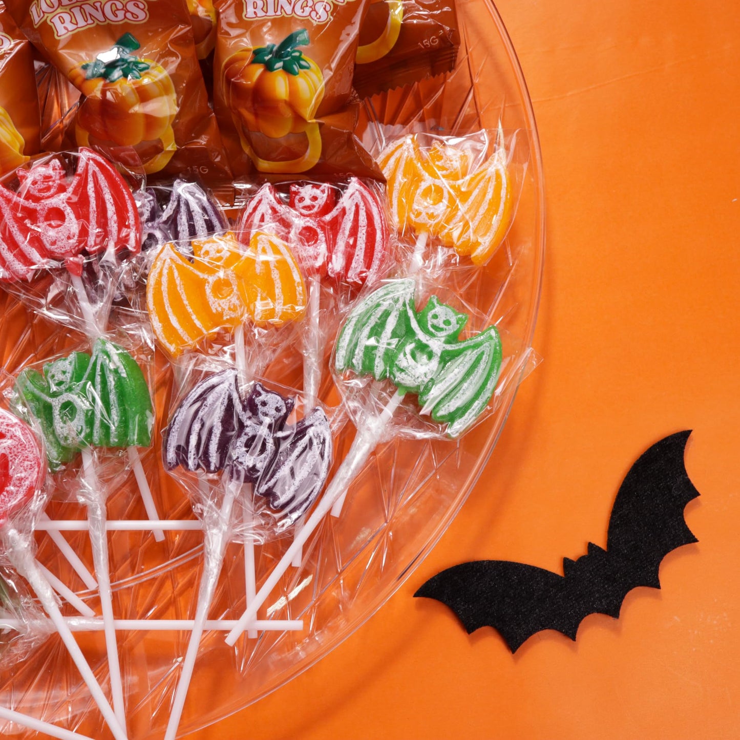 2025 Halloween Bat Tattoo Lollipops, Individually Wrapped Trick or Treat Candy and Goodie Bag Fillers, 24 Count