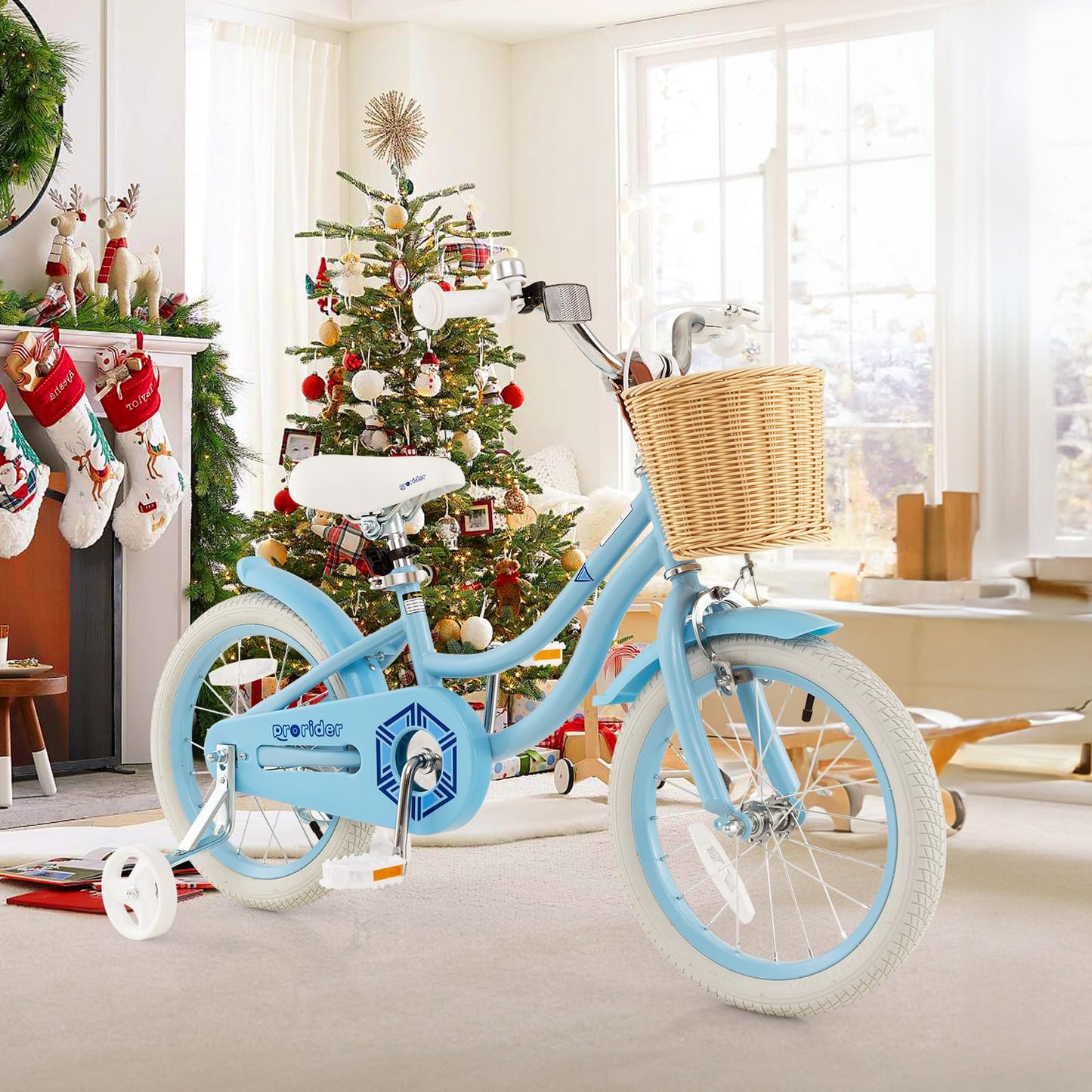 BABY JOY Kids Bike, 16 Inch Kids Bicycles for 4-7 Years Old Children with Training Wheels, Adjustable Height, Handbrake & Coaster Brake, Boys Girls Bike (Blue)