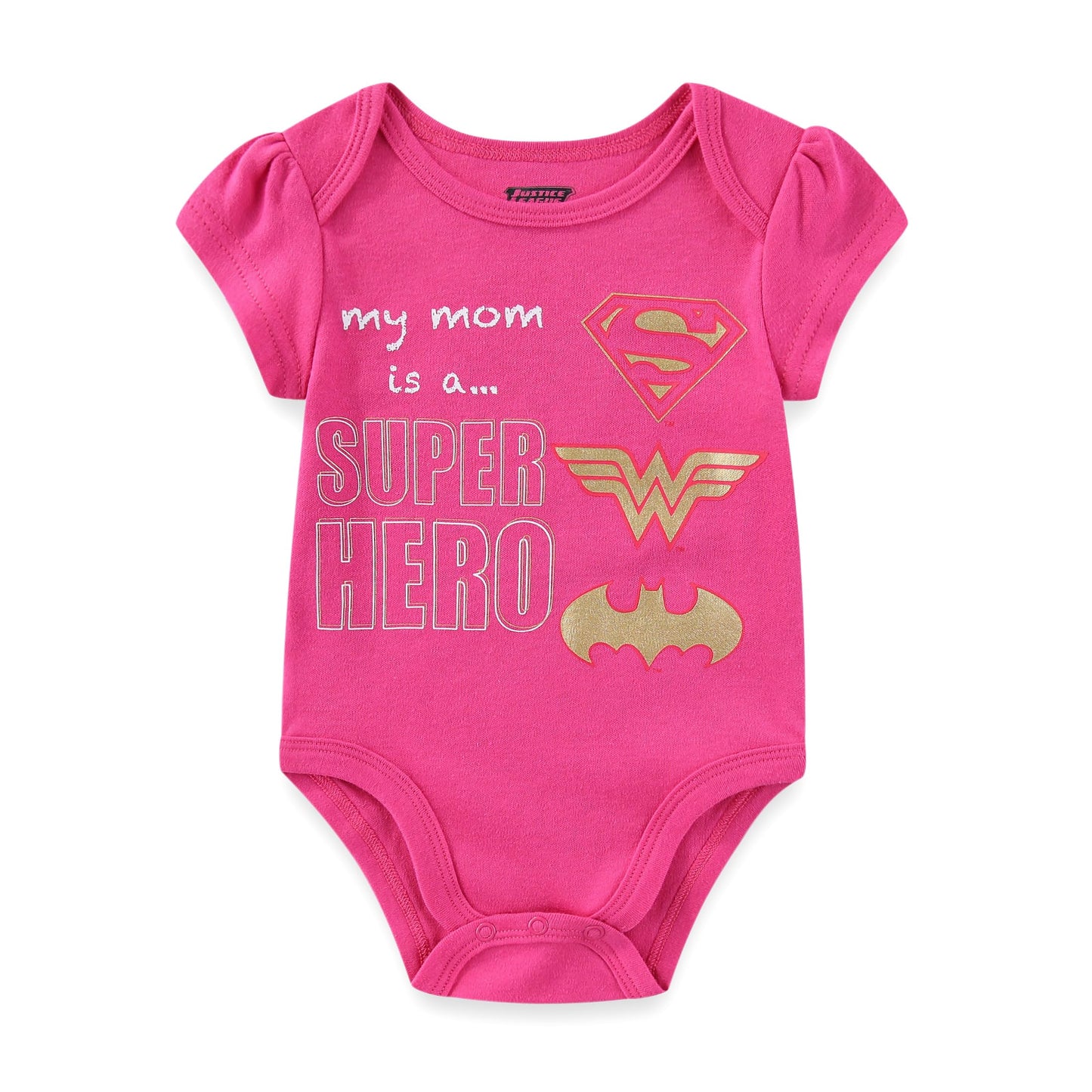WARNER BROS DC Comics Girls Short Sleeve Bodysuit 5 Pack for Newborn and Infant