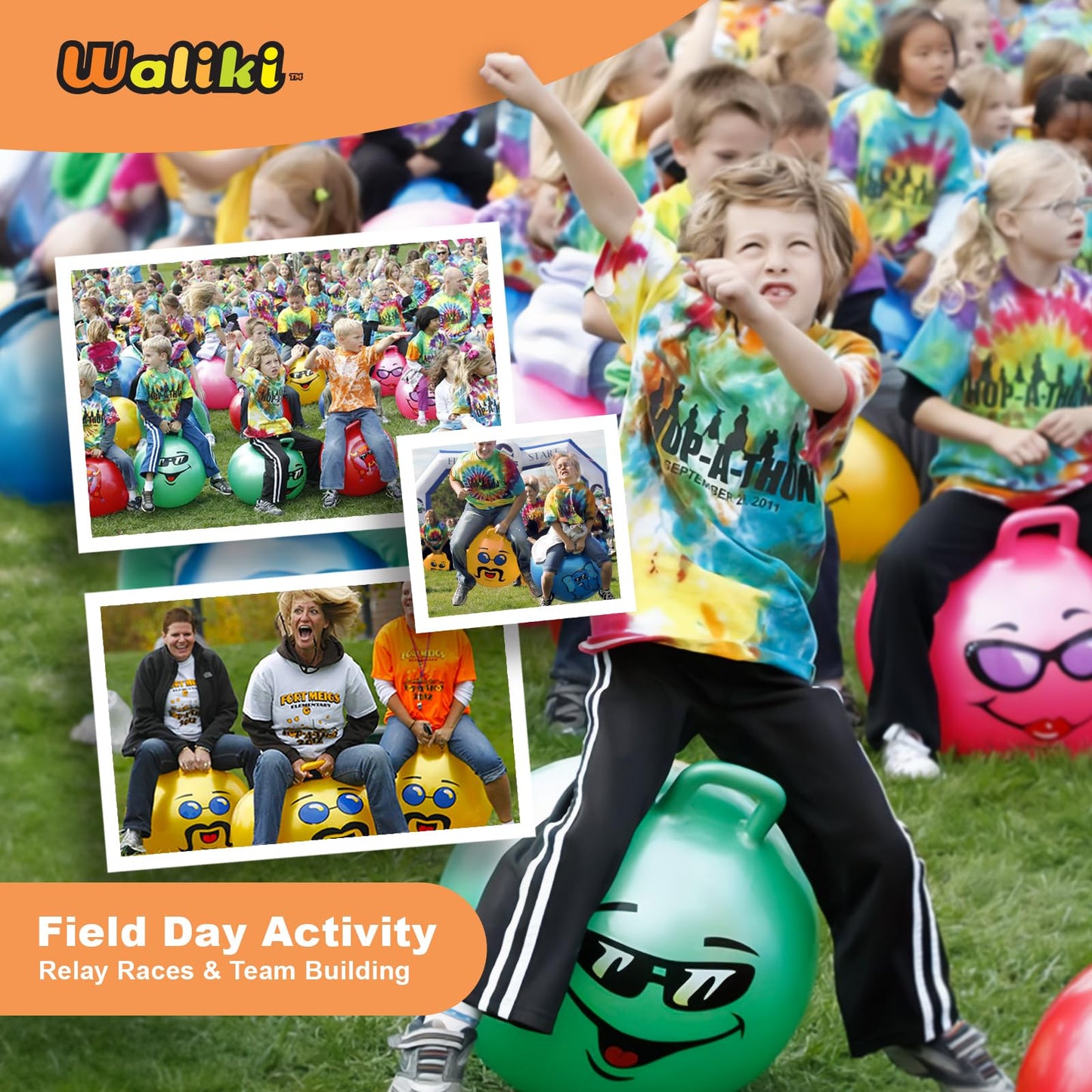 WALIKI Hopper Ball for Kids 3-6 | Hippity Hop | Jumping Hopping Ball | Relay Races | Pink 18”