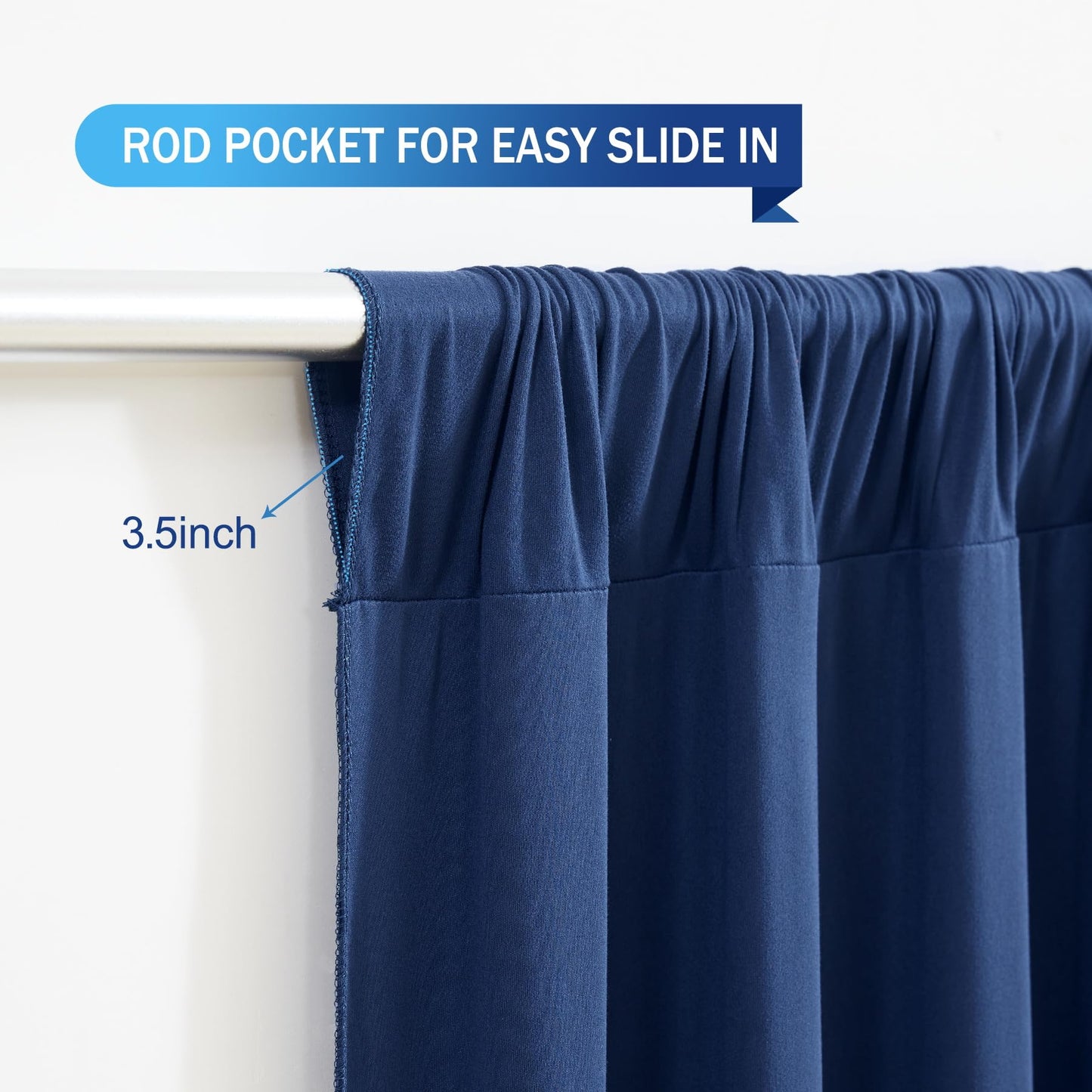 Wish Care Navy Blue Backdrop Curtains-Wrinkle-Free Polyester Photography Drapes Party Curtain Background for Baby Shower Wedding Decorations- 8 X10FT (Navy Blue)