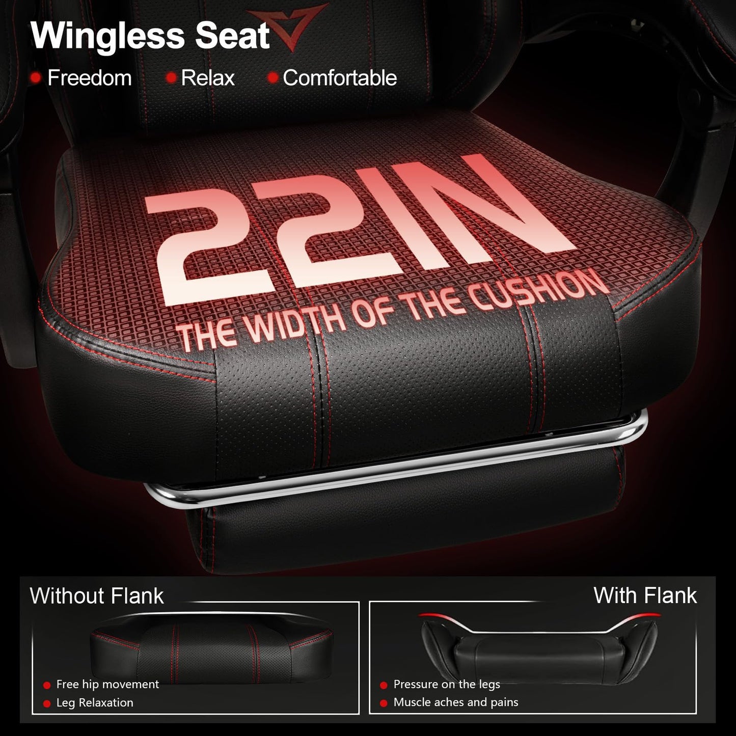 VITESSE Big and Tall Gaming Chair 400lb Weight Capacity with Footrest, Ergonomic Video Game Chair for Adults with Oversized Headrest and Lumbar Pillow, Computer Chair Gaming for Office (Black+Red)