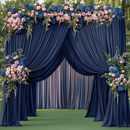 20ft x 12ft Navy Blue Backdrop Curtain for Parties, Wrinkle Free 4 Panels 12ft Long Photo Backdrop Drapes Back Drop Cloth for Wedding Birthday Party Baby Shower Photography Background