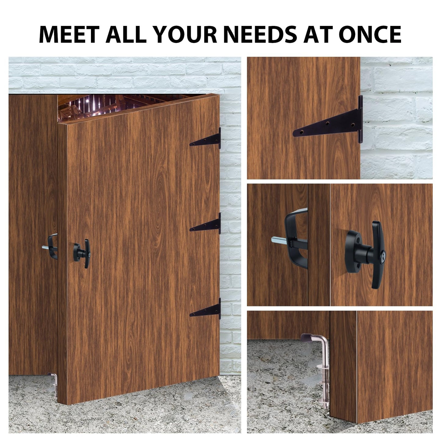 Hurrikom Shed Door Hardware Kit with Hinges, Latch, Lock, and Handle - Complete Gate Hardware Set for Your Shed Door