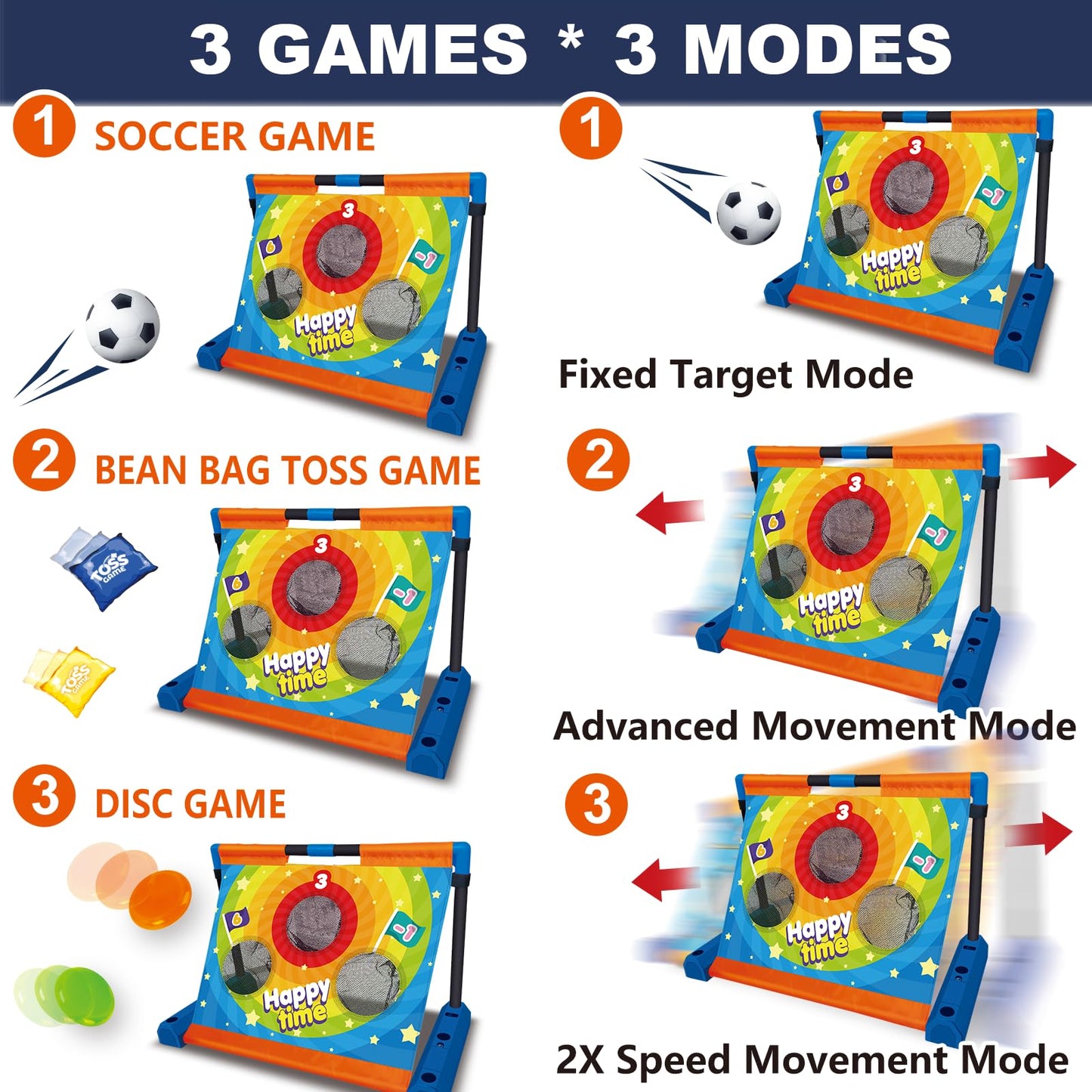 3-in-1 Movable Target Bean Bag Toss Game, Football, Frisbee, Kid's Indoor/Outdoor Toys Birthday or Christmas Party Game for Toddlers Boys Girls juegos para niños