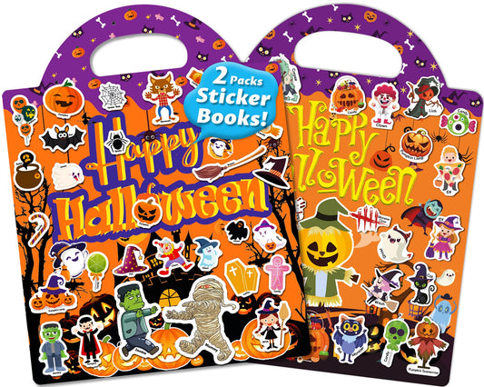 Walenced Reusable Sticker Book for Toddlers 2-4 Years, Stickers for Kids, Toddler Sticker Book Ages 1-3, Toddler Craft Activities, Toddlers Travel Toys Ages 2+ Boy Girl Birthday Gifts - Halloween