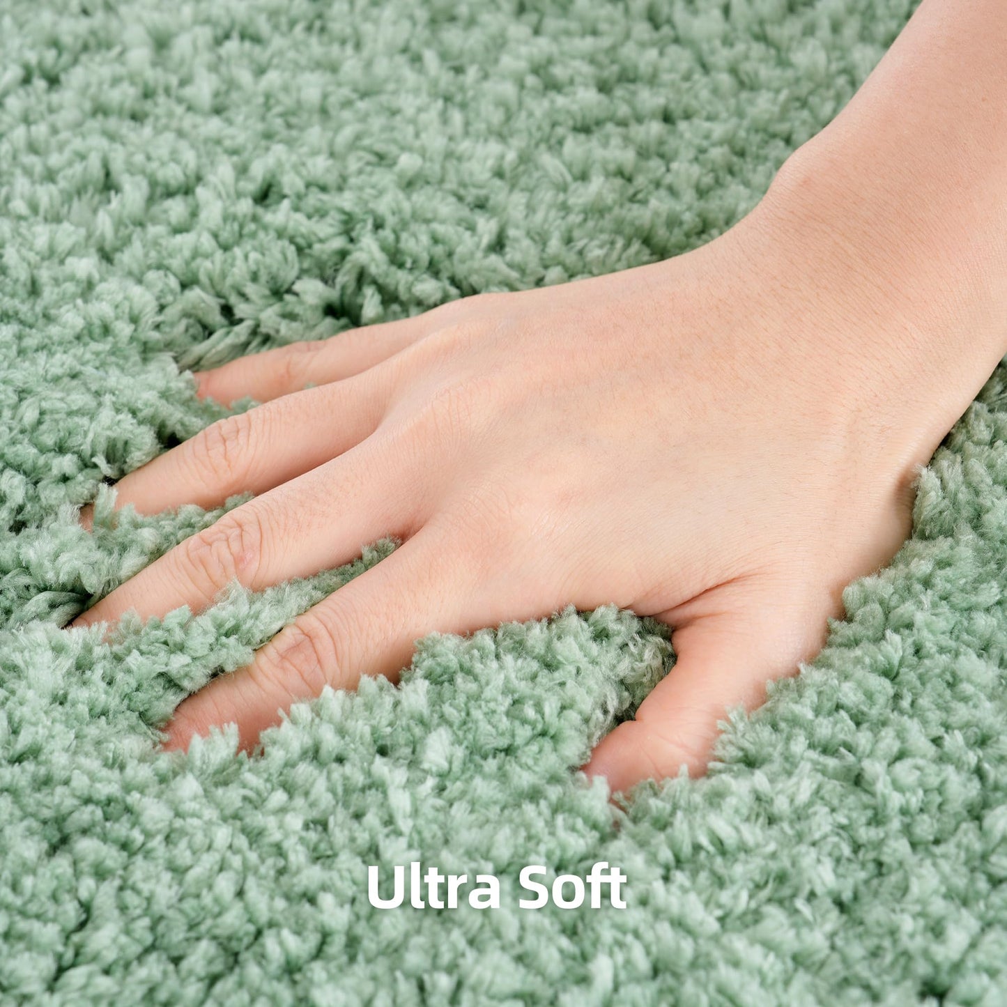 3 Pieces Luxury Bathroom Rug Set with U-Shaped Toilet Rug, Non-Slip Rubber Bottom, Thick Microfiber Fluffy Plush, Water absorption, Quick Dry, Ultra Soft, Bath Mats for Bathroom, Tub(Sage Green)