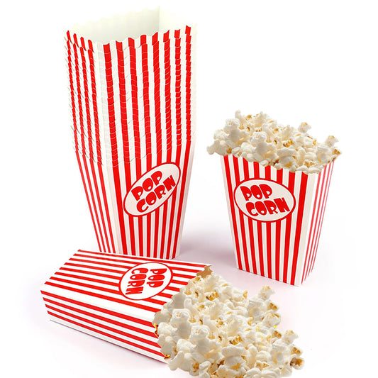 25 Pcs Small Popcorn Boxes for Party 5.5 Inches Tall Red & White Striped Popcorn Bags Mini Popcorn Buckets & Popcorn Bowl for Movie Theater, Home, Carnival Decorations (25)