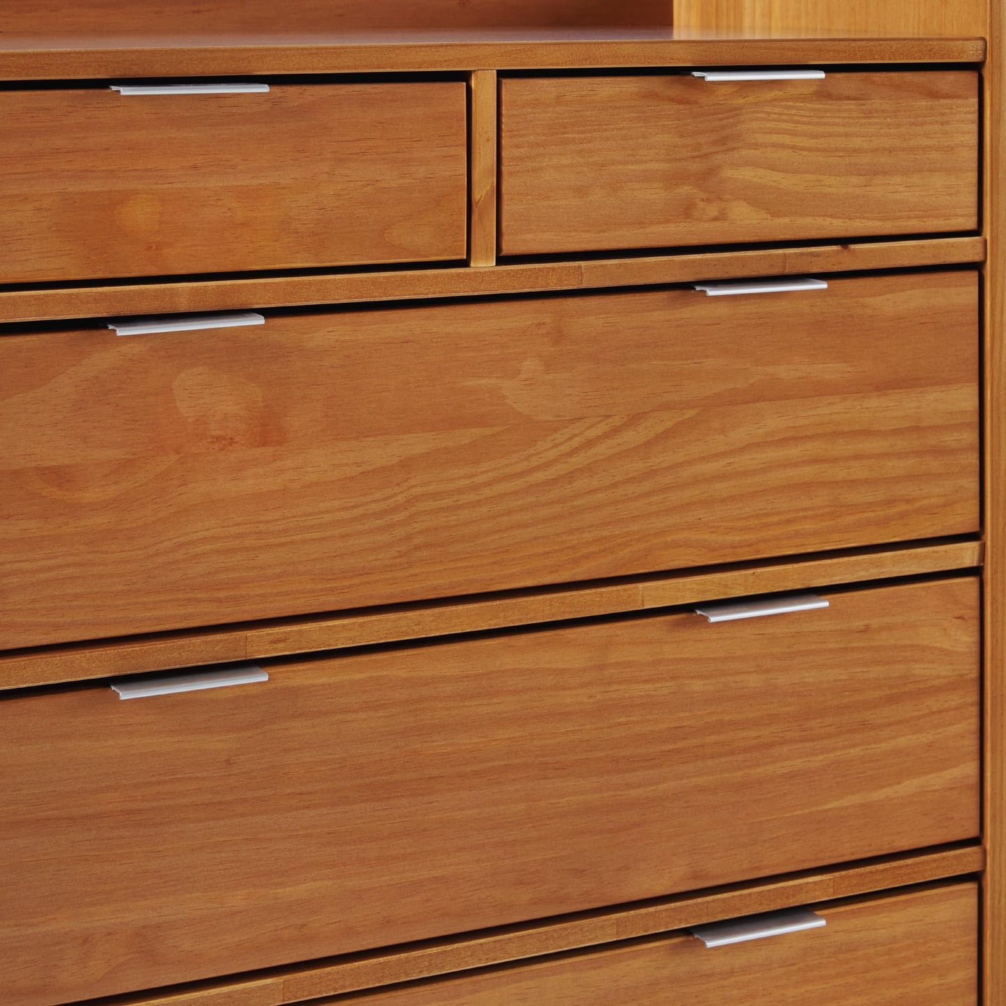 Walker Edison Blythe Mid-Century Modern Tray-Top Solid Wood 6-Drawer Dresser, 30 Inch, Caramel-T