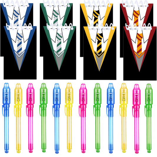 24 Pcs Magical Wizard School party favors |12 invisible ink pen and 12 Magical Wizard School party mini Notepads| Magical Wizard School party Goodie Bag Stuffers, Classroom Prizes, party supplies