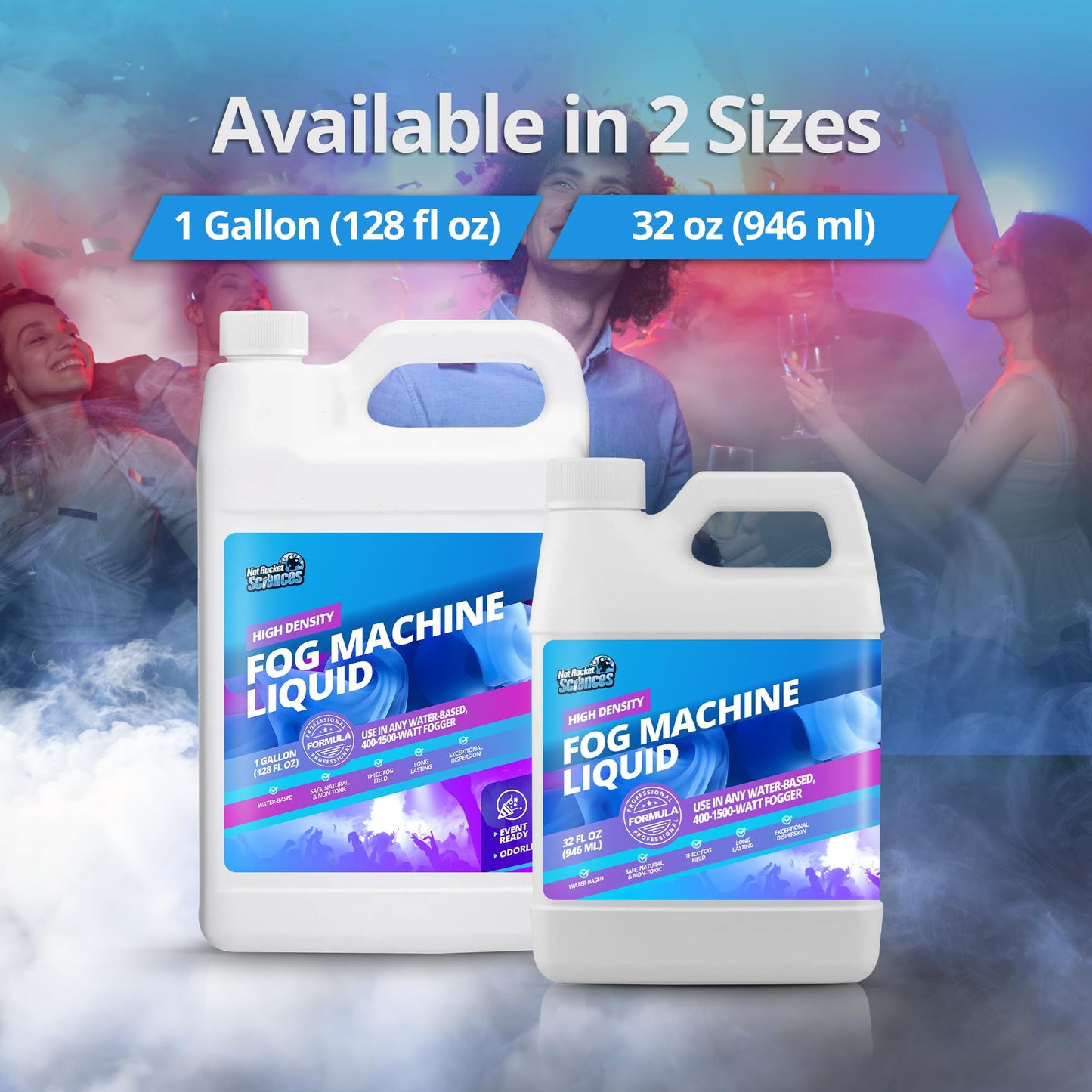 32oz Fog Machine Liquid Smoke - Pro-Grade Smoke Machine, High Density Fog Juice for 400-1500 Watt Foggers, Water-Based, Lasting & Ultra Thick Atmosphere, Ideal for Film, Theater and Events