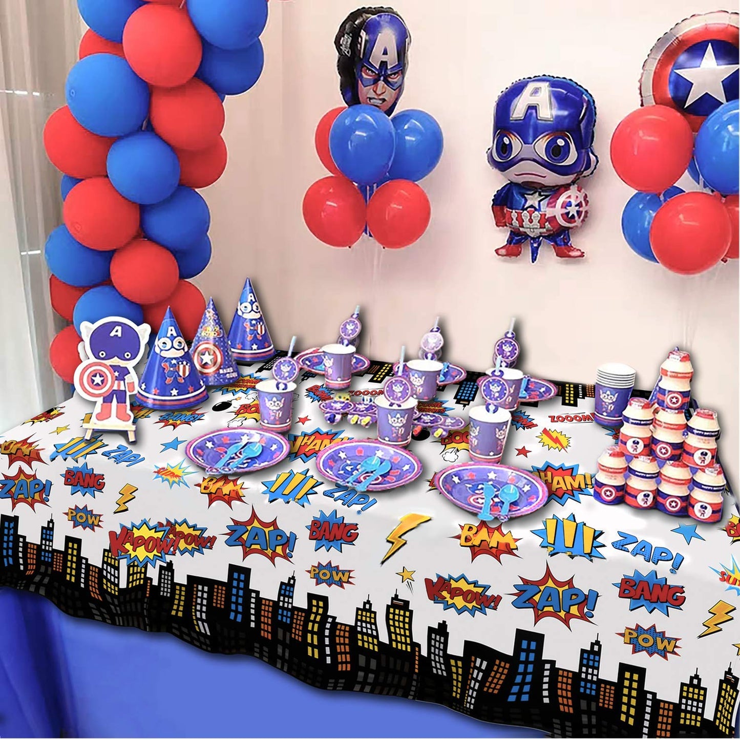 5 Pack Superhero Plastic Table cover,43" x 71" Superhero Tablecloths Party Supplies Decorations