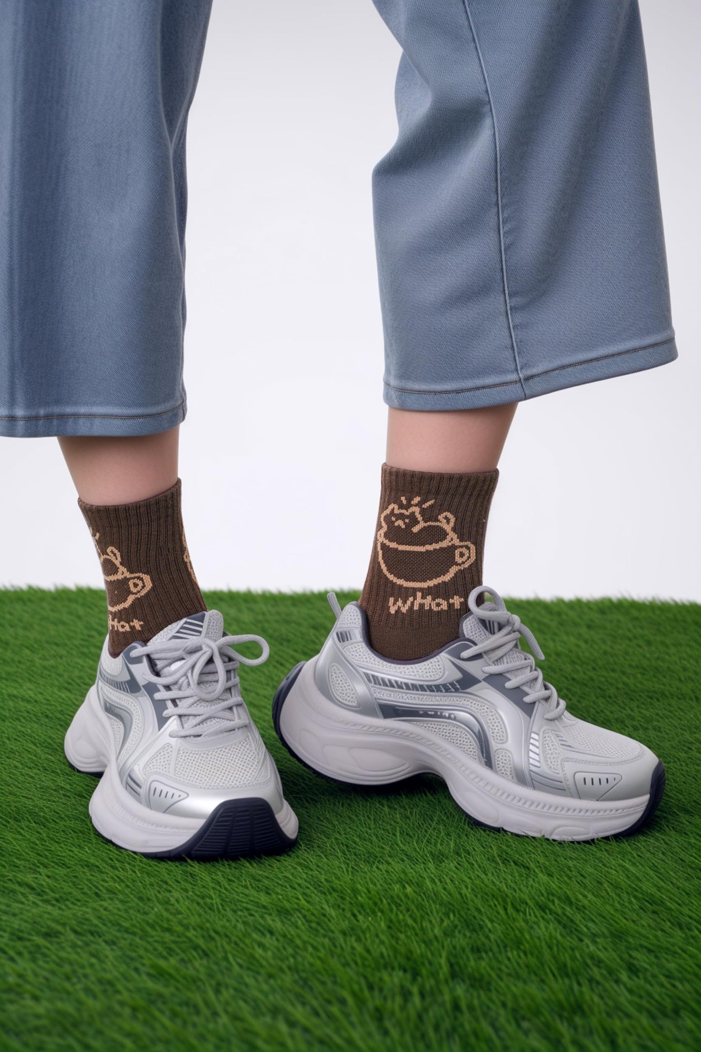 WaziHou Women Crew Socks, 4 Pairs Cute Tea-Cup Cat Novelty Cotton Socks, Stylish Women's Casual Comfort Ankle Socks, Size 5-10