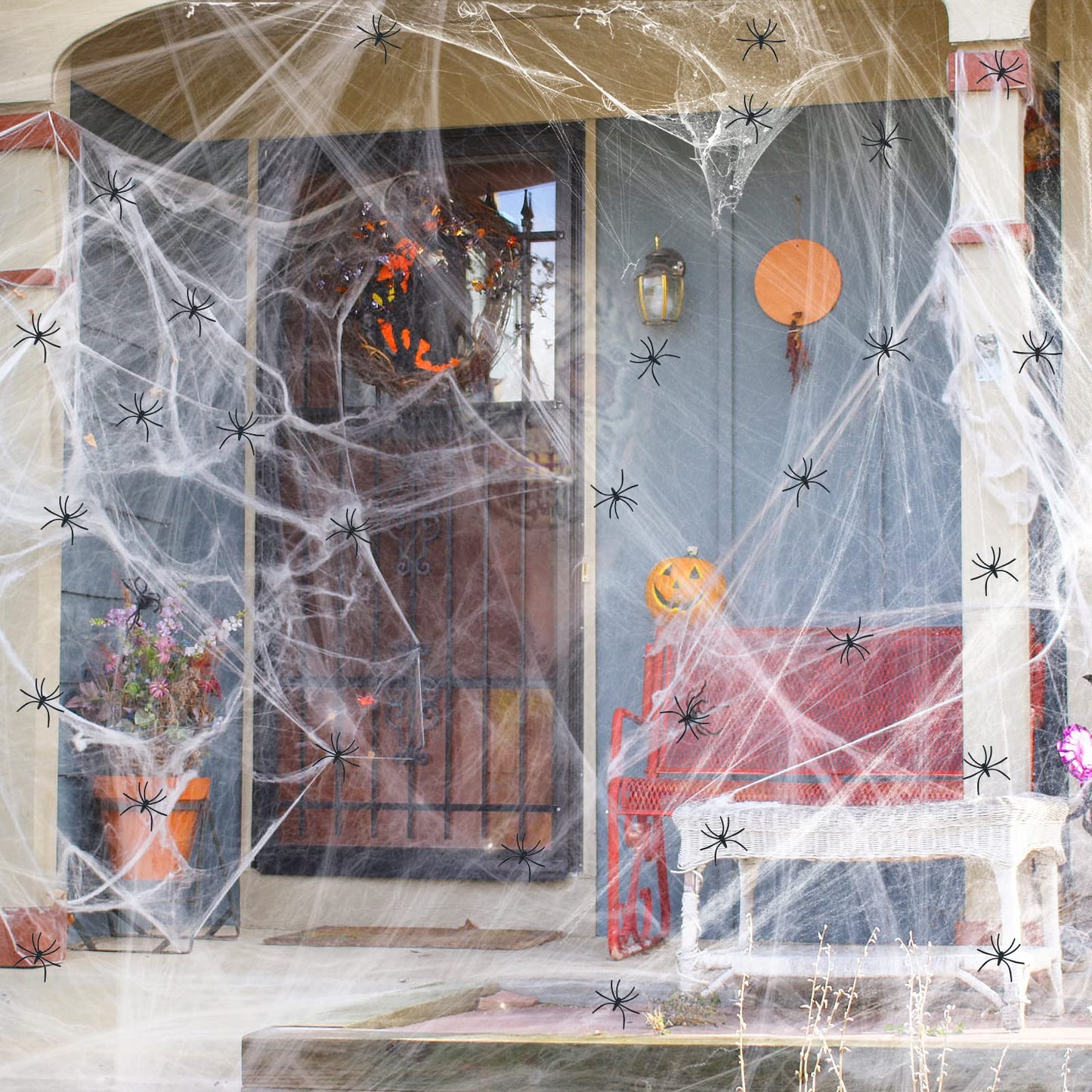 1000 sqft Spider Webs Halloween Decorations Bonus with 30 Fake Spiders, Super Stretch Cobwebs for Halloween Indoor and Outdoor Party Supplies