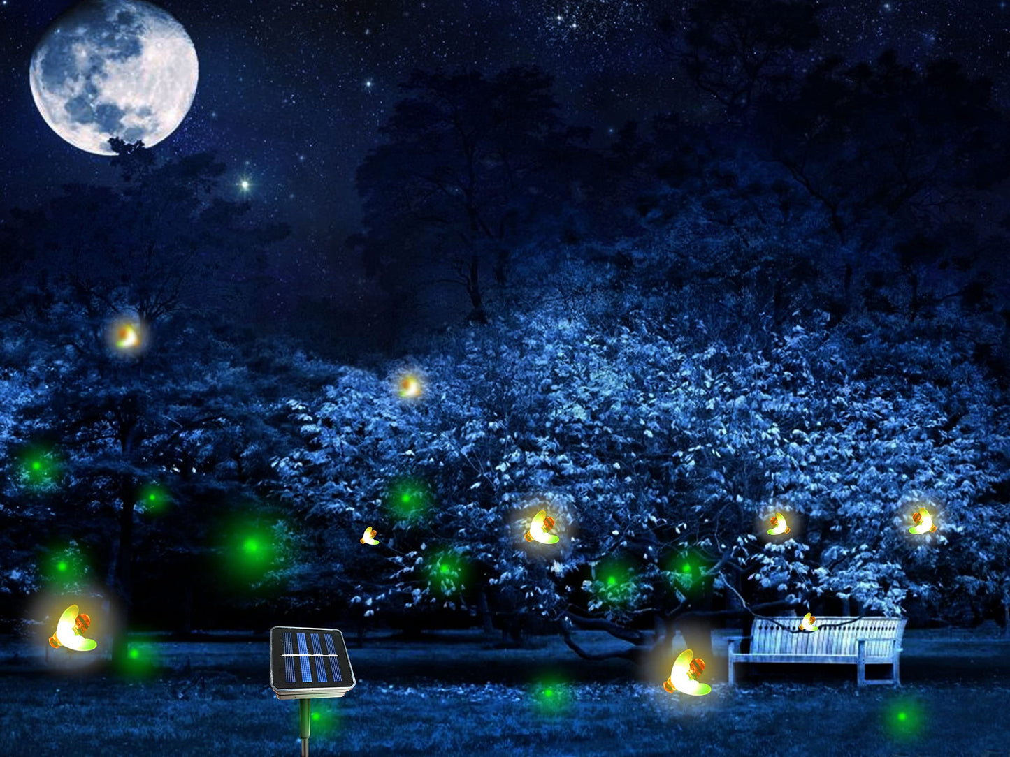 Wskvlcg Outdoor Solar Powered Firefly Lights Bugs with 9 Bee, Flickering Fireflies String Lights with 9 Amusing Fireflies Bulbs for Garden Patio Lawn, Brings Back Memories of Your Childhood